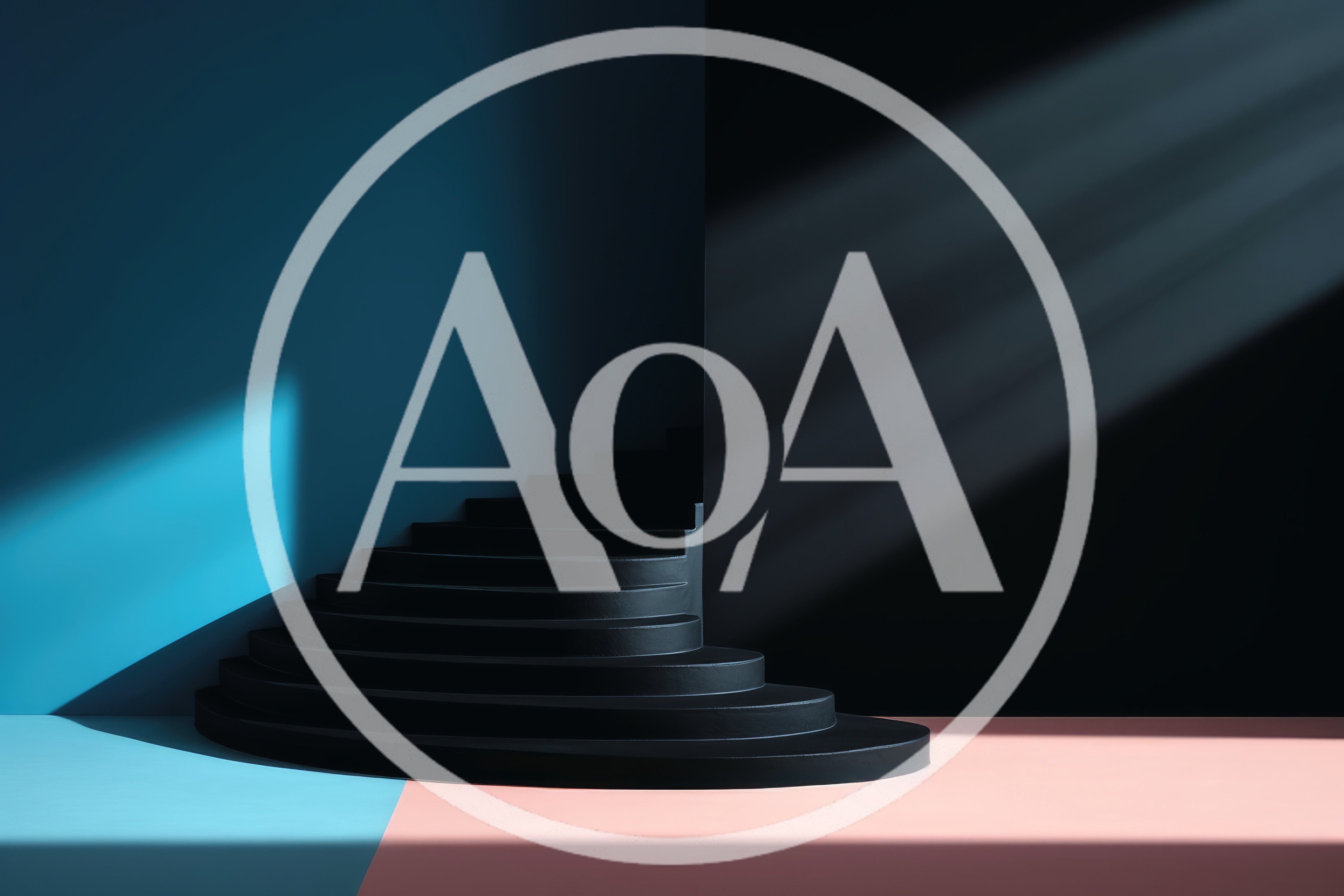 Minimalist Black Curved Staircase In Abstract Studio Setting