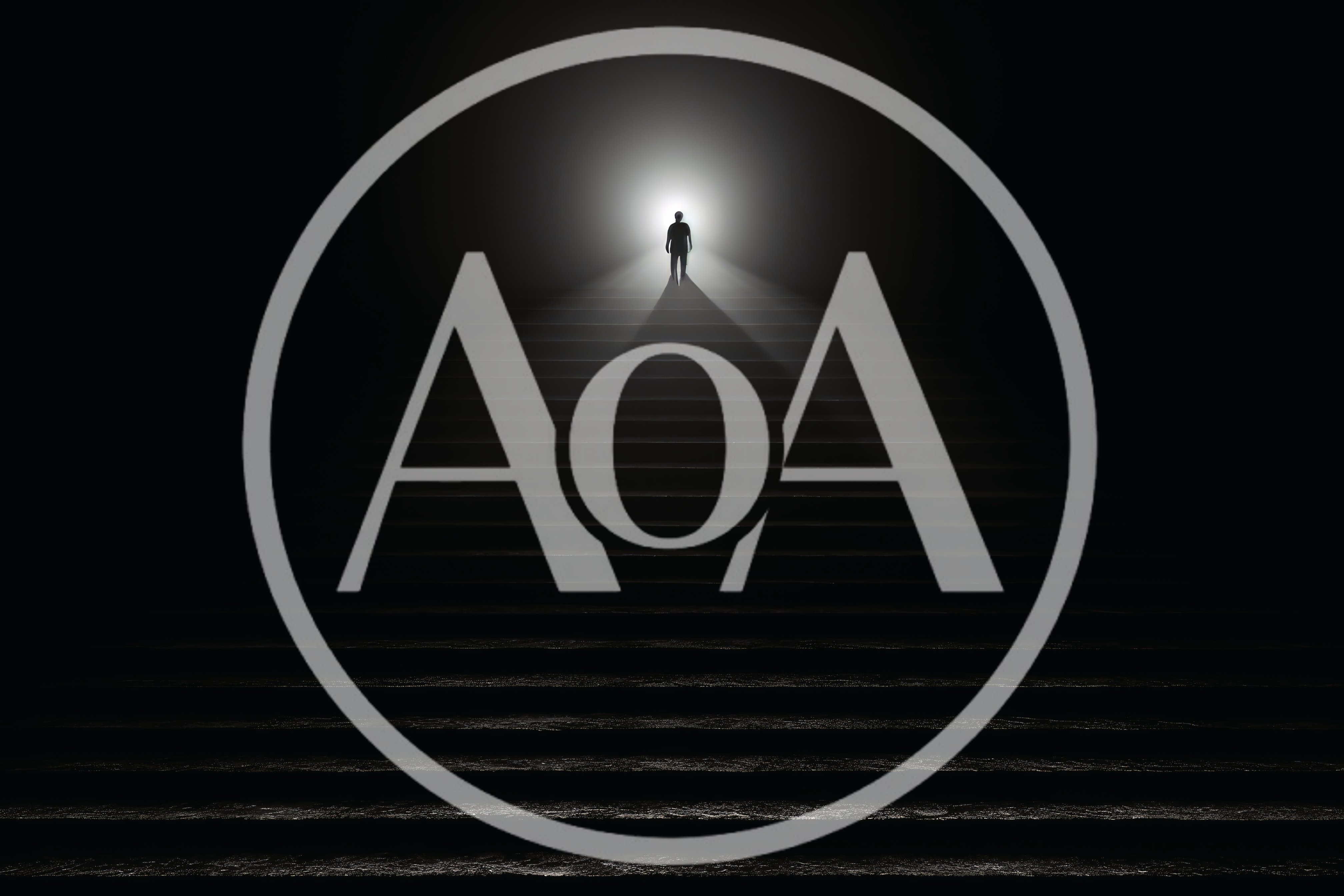 Silhouette Of A Person Walking Up Dark Stairs
