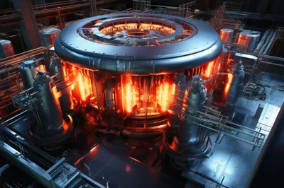Futuristic Nuclear Fusion Reactor Core In Operation