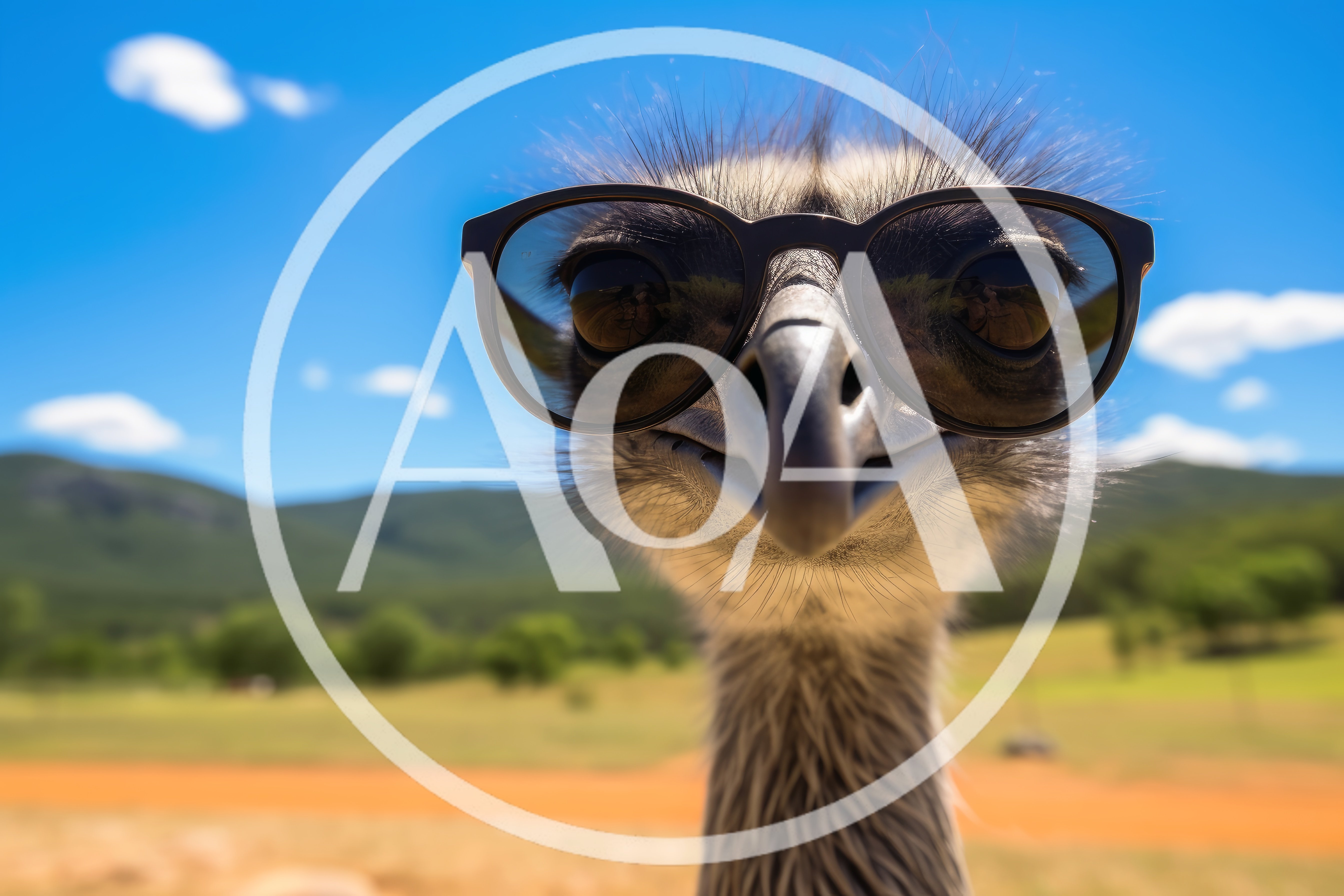 Close Up Portrait Of An Emu Wearing Sunglasses