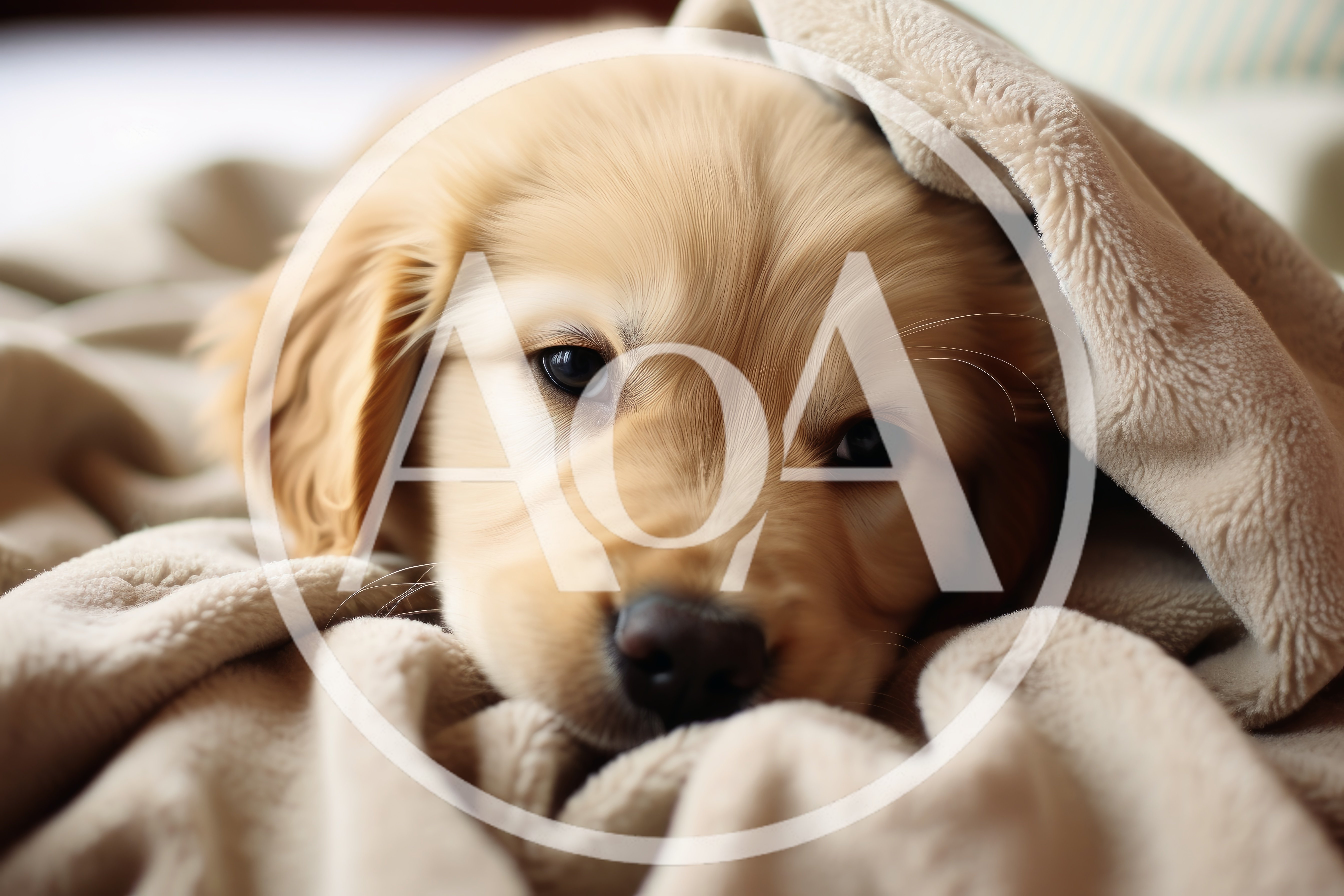 Adorable Golden Retriever Puppy Resting Under A Soft Blanket
