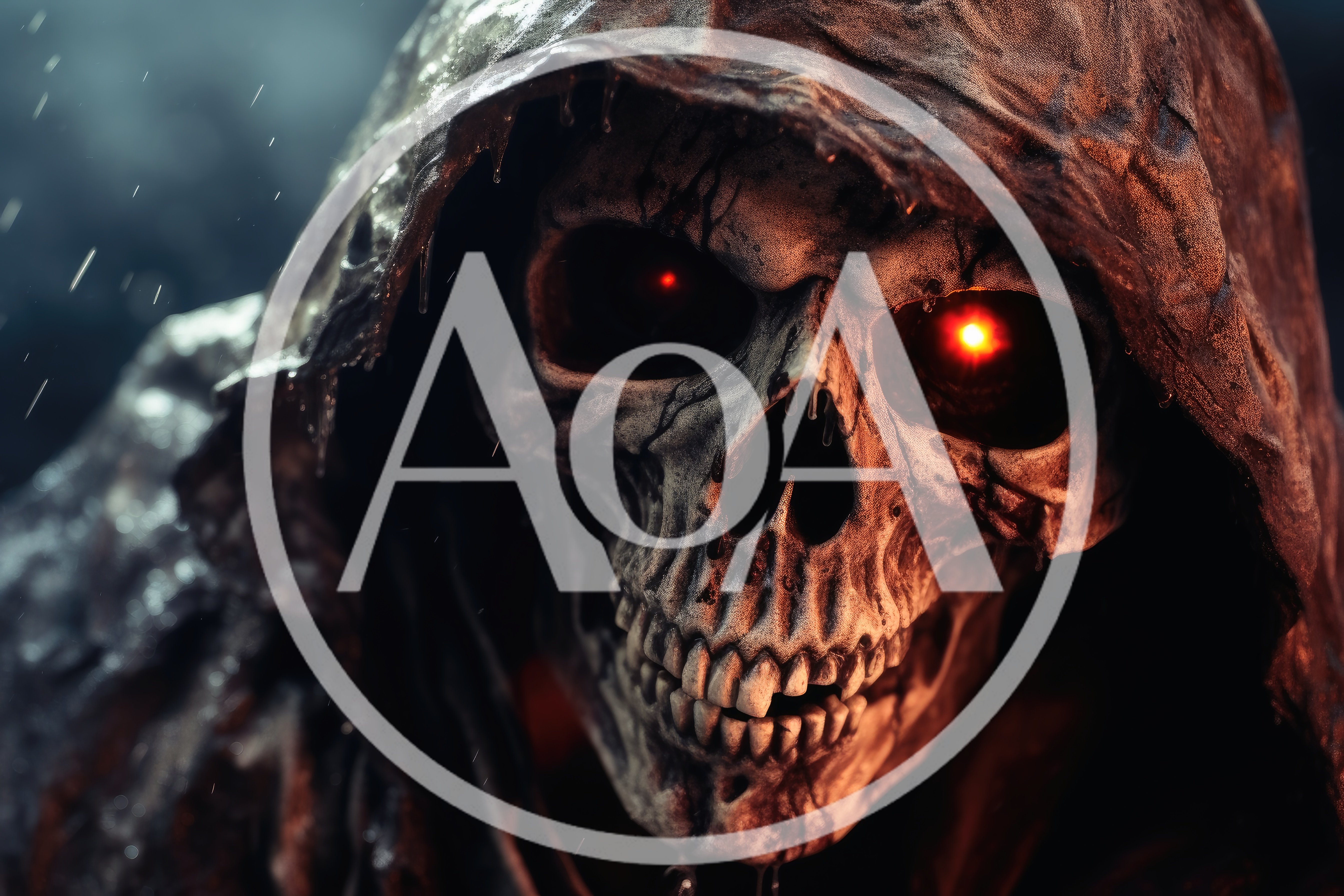 Close Up Of A Sinister Hooded Skeleton
