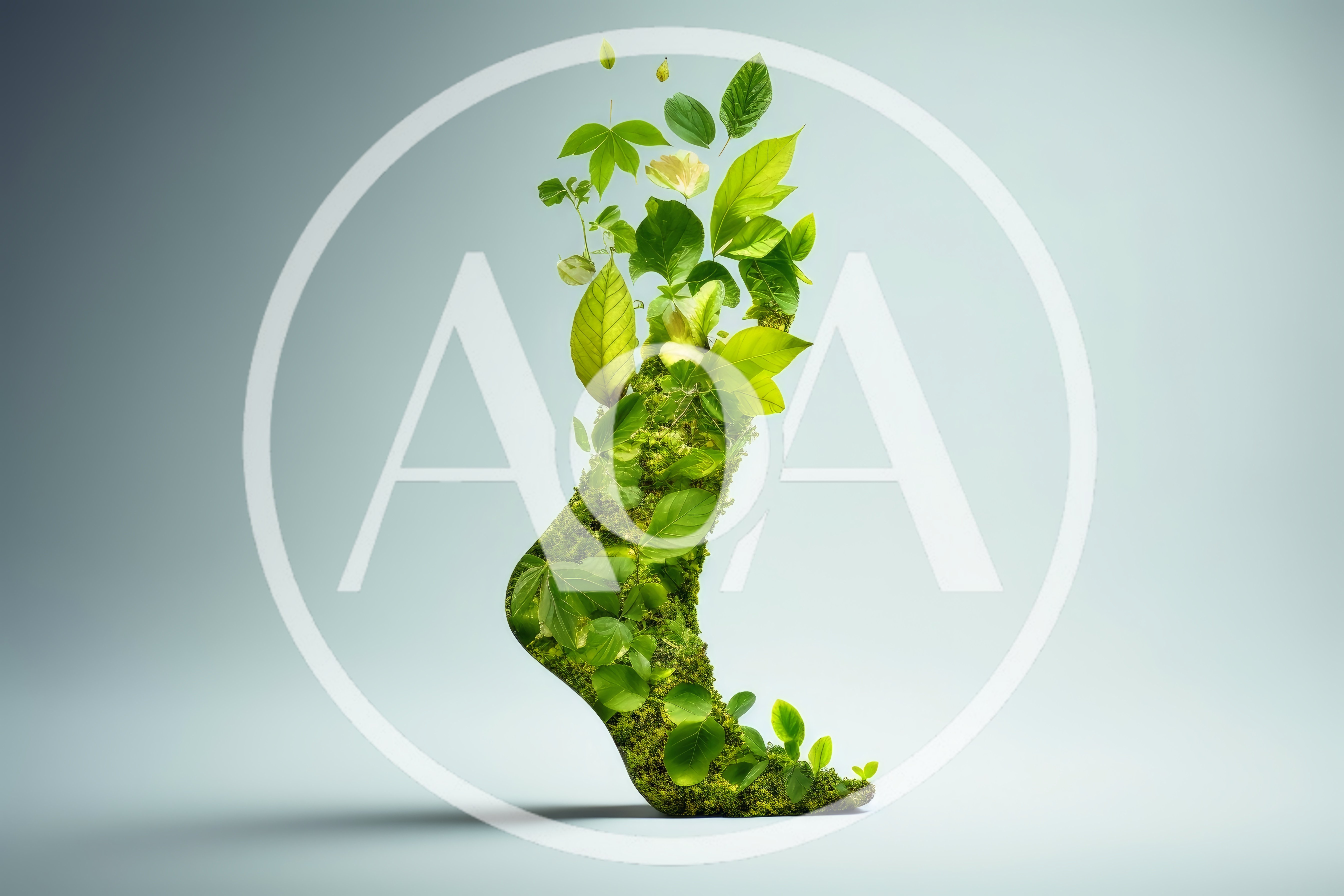 Conceptual Foot Shape Made Of Moss And Green Leaves