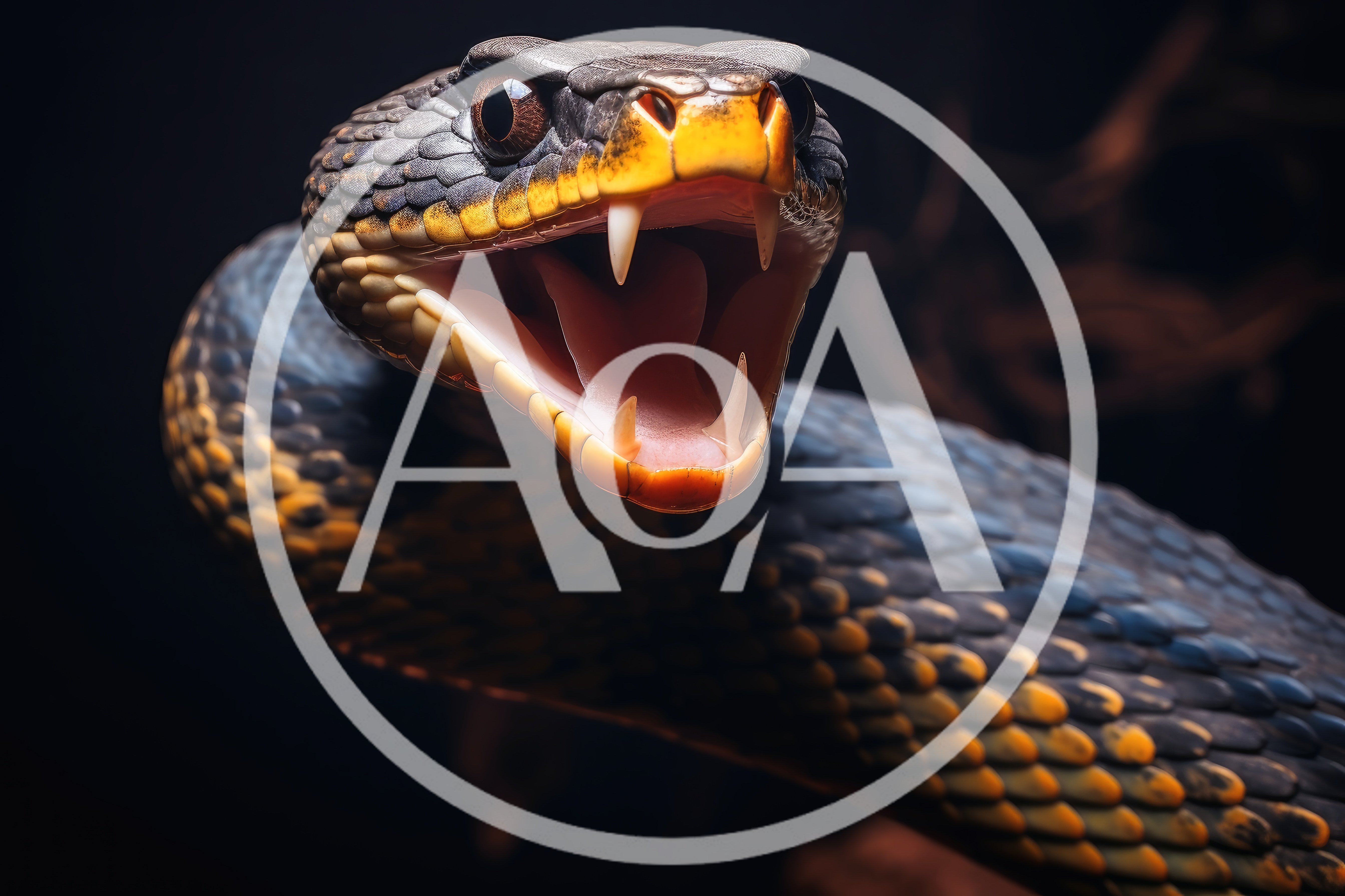 Aggressive Viper Snake With Open Mouth And Fangs