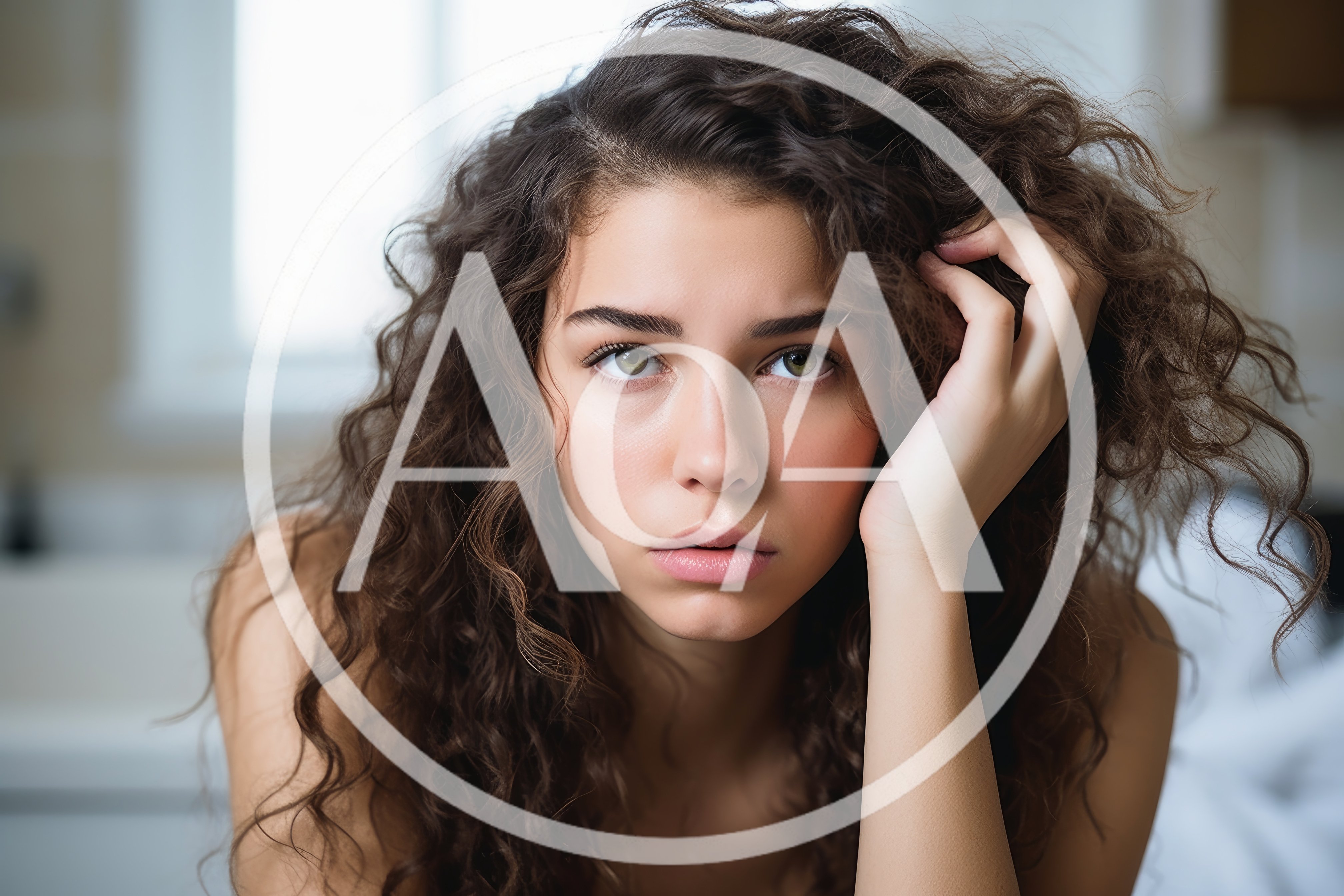 Portrait Of A Young Woman With Curly Hair
