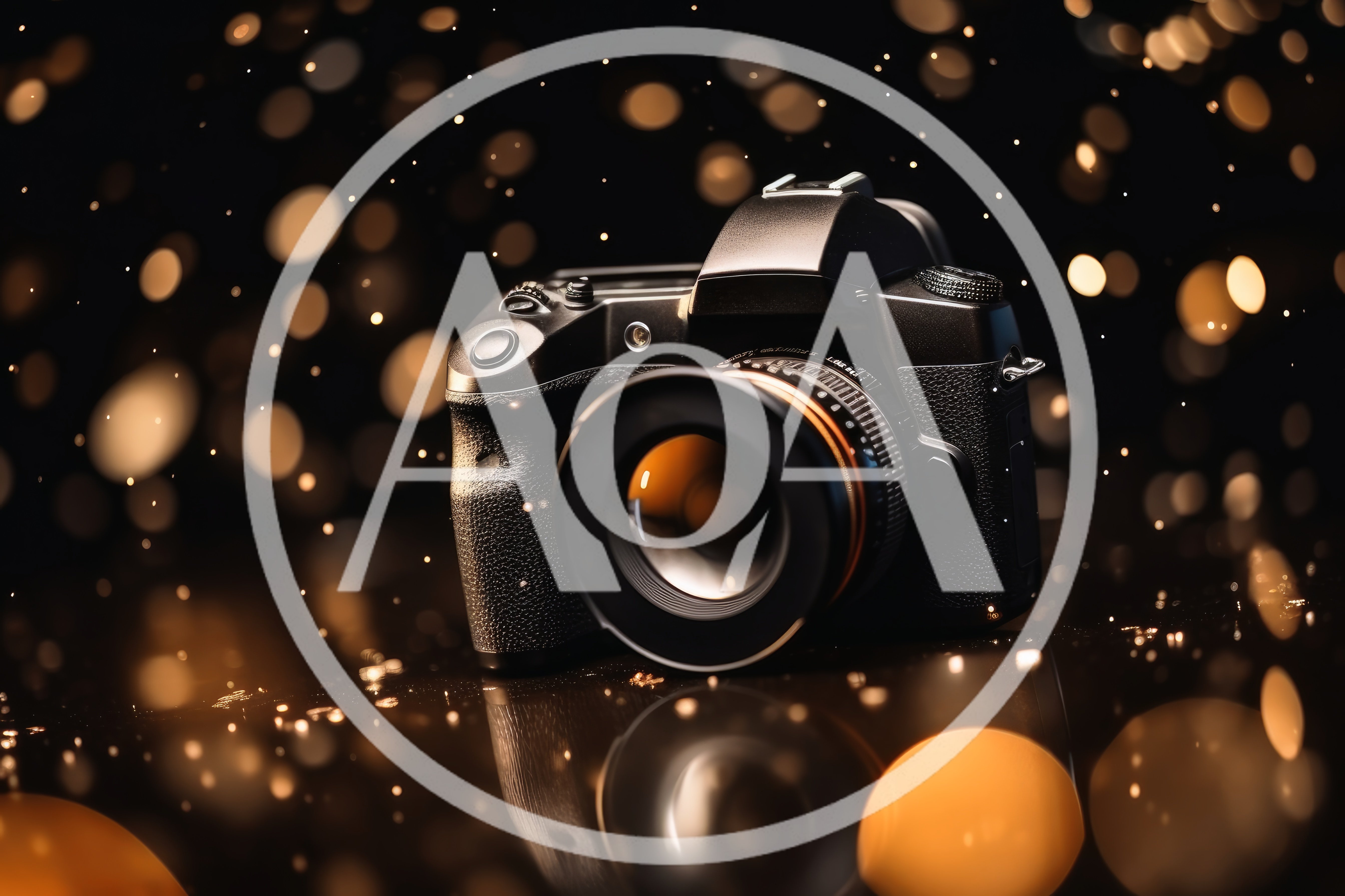 Professional DSLR Camera With Bokeh Light Background