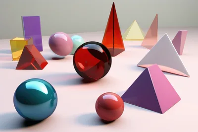 Abstract 3D Geometric Shapes On A Soft Surface
