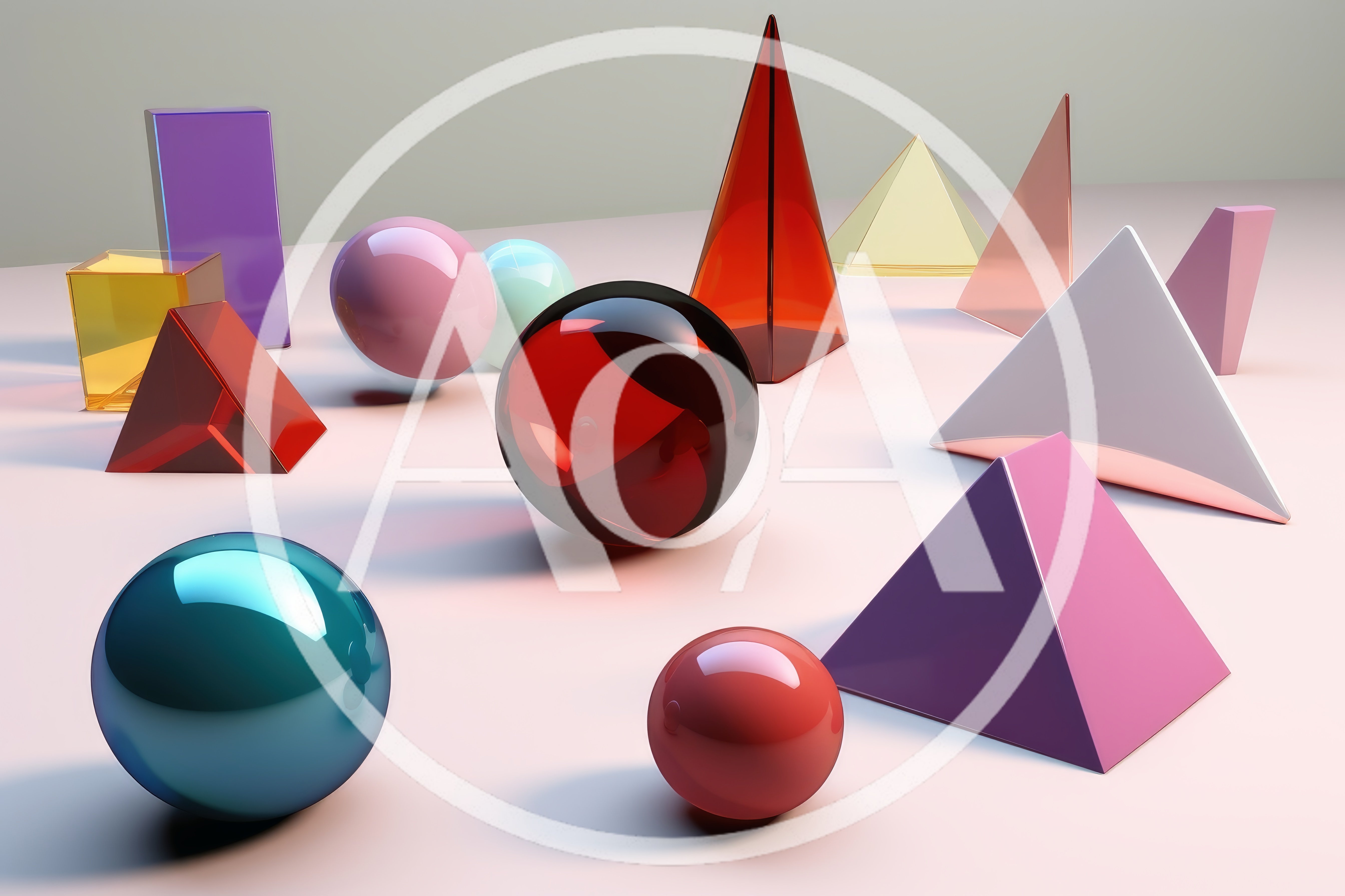 Abstract 3D Geometric Shapes On A Soft Surface