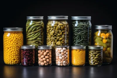 Assorted Glass Jars Filled With Preserved Vegetables