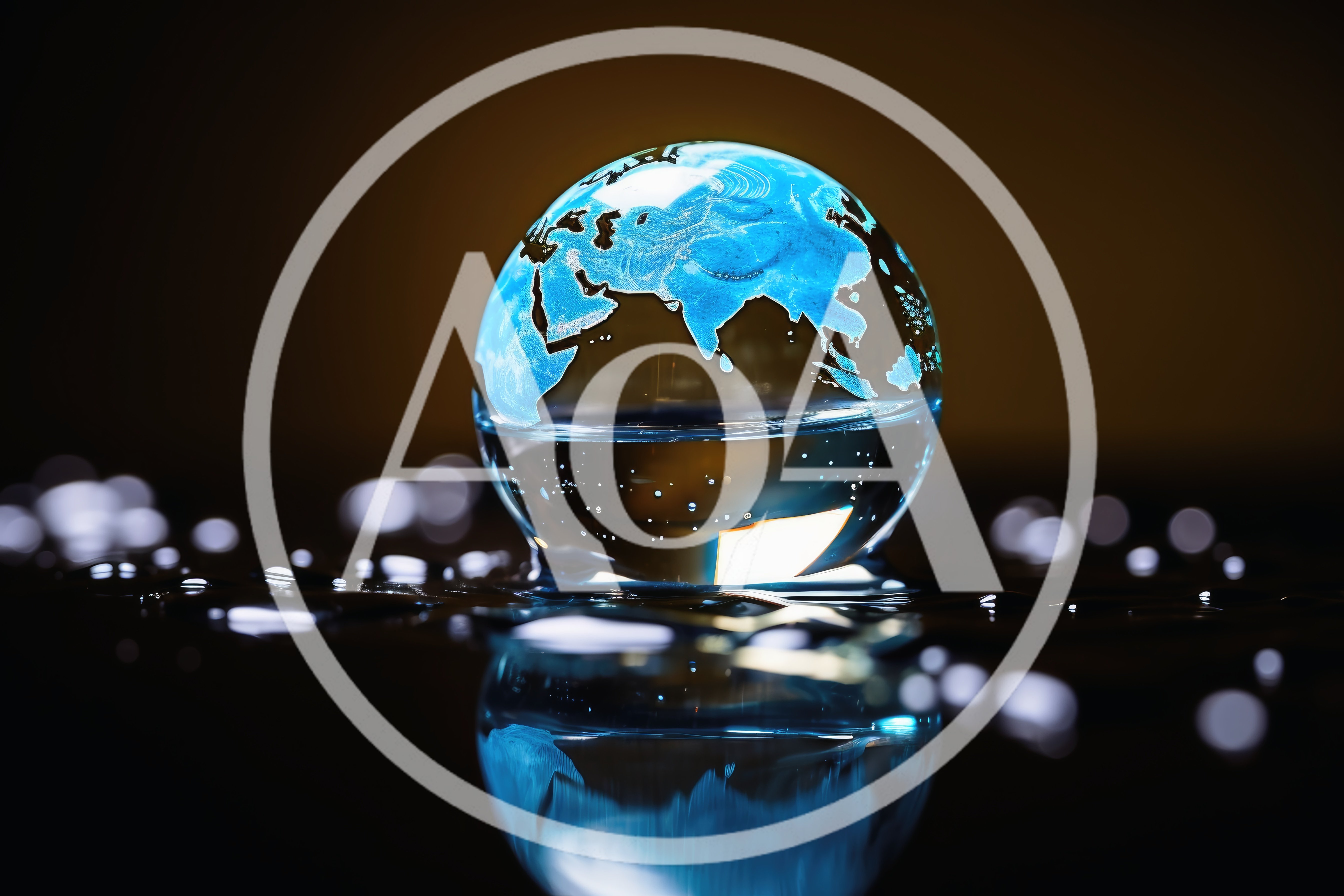 Glowing Glass Globe Resting On A Reflective Surface