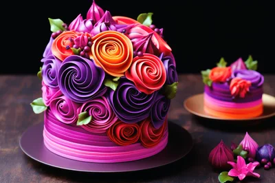 Vibrant Floral Buttercream Cake With Matching Mini Cake