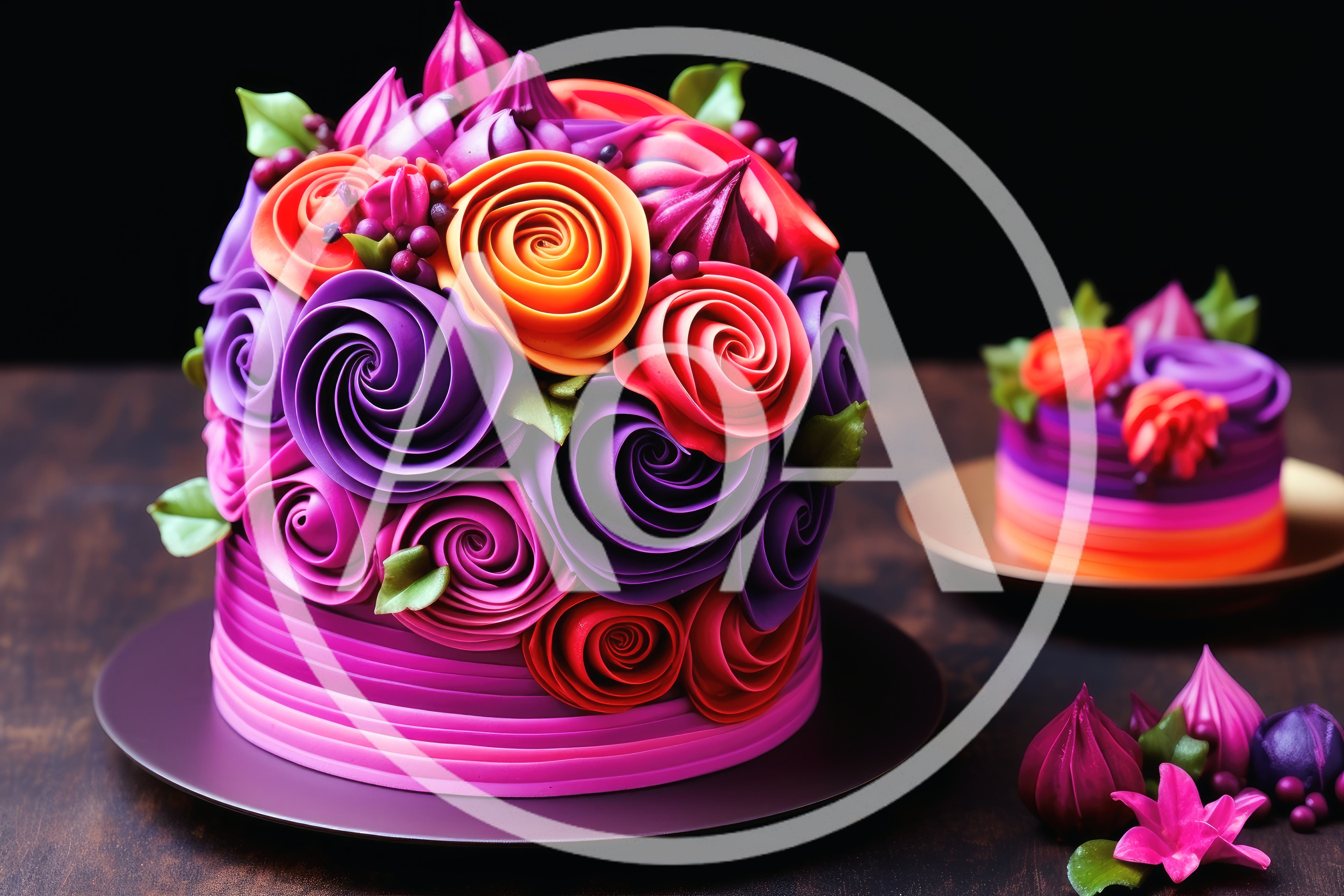 Vibrant Floral Buttercream Cake With Matching Mini Cake