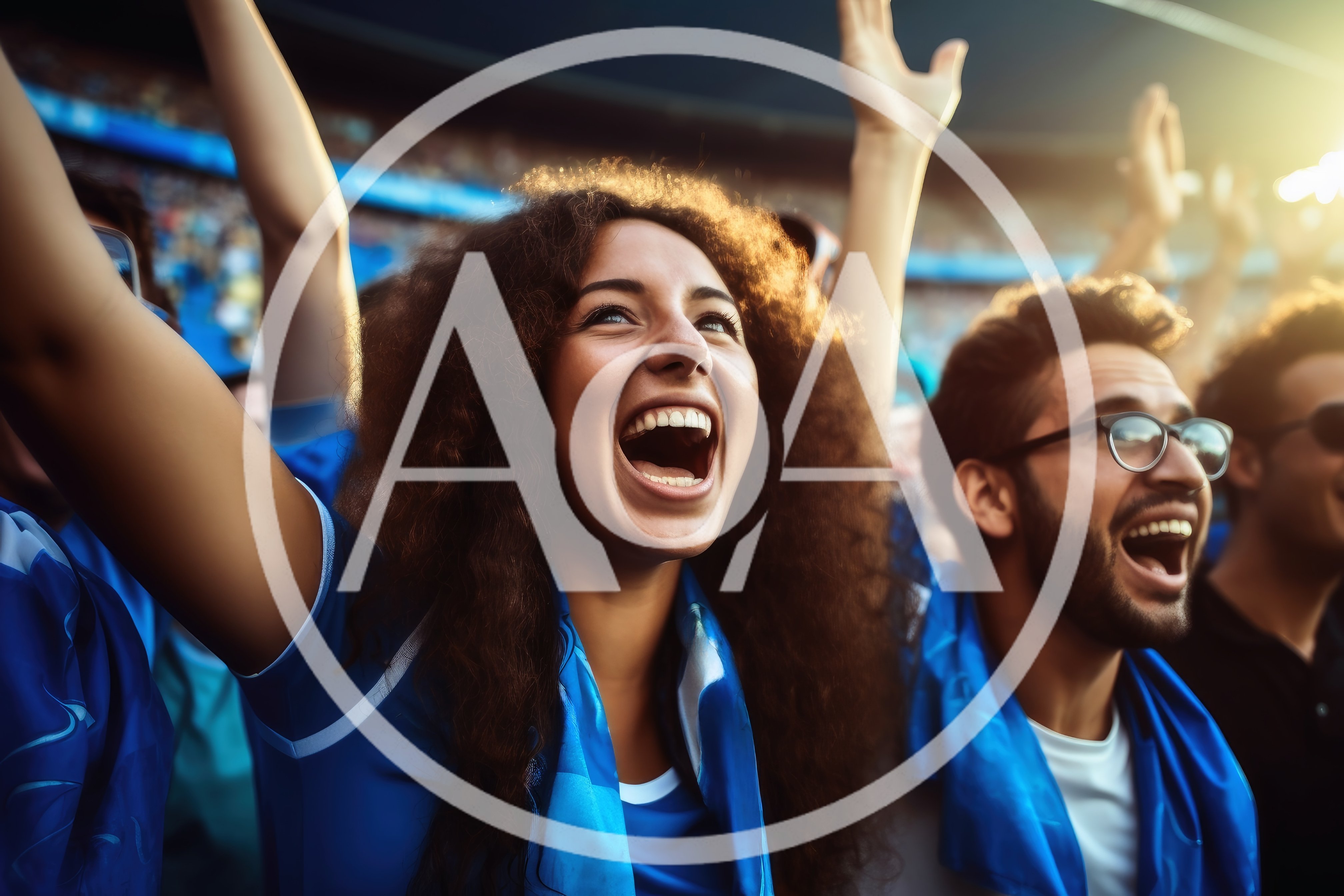 Excited Soccer Fans Cheering In Stadium