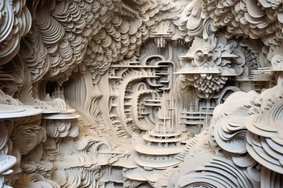 Abstract Architectural Paper Cutout Sculpture