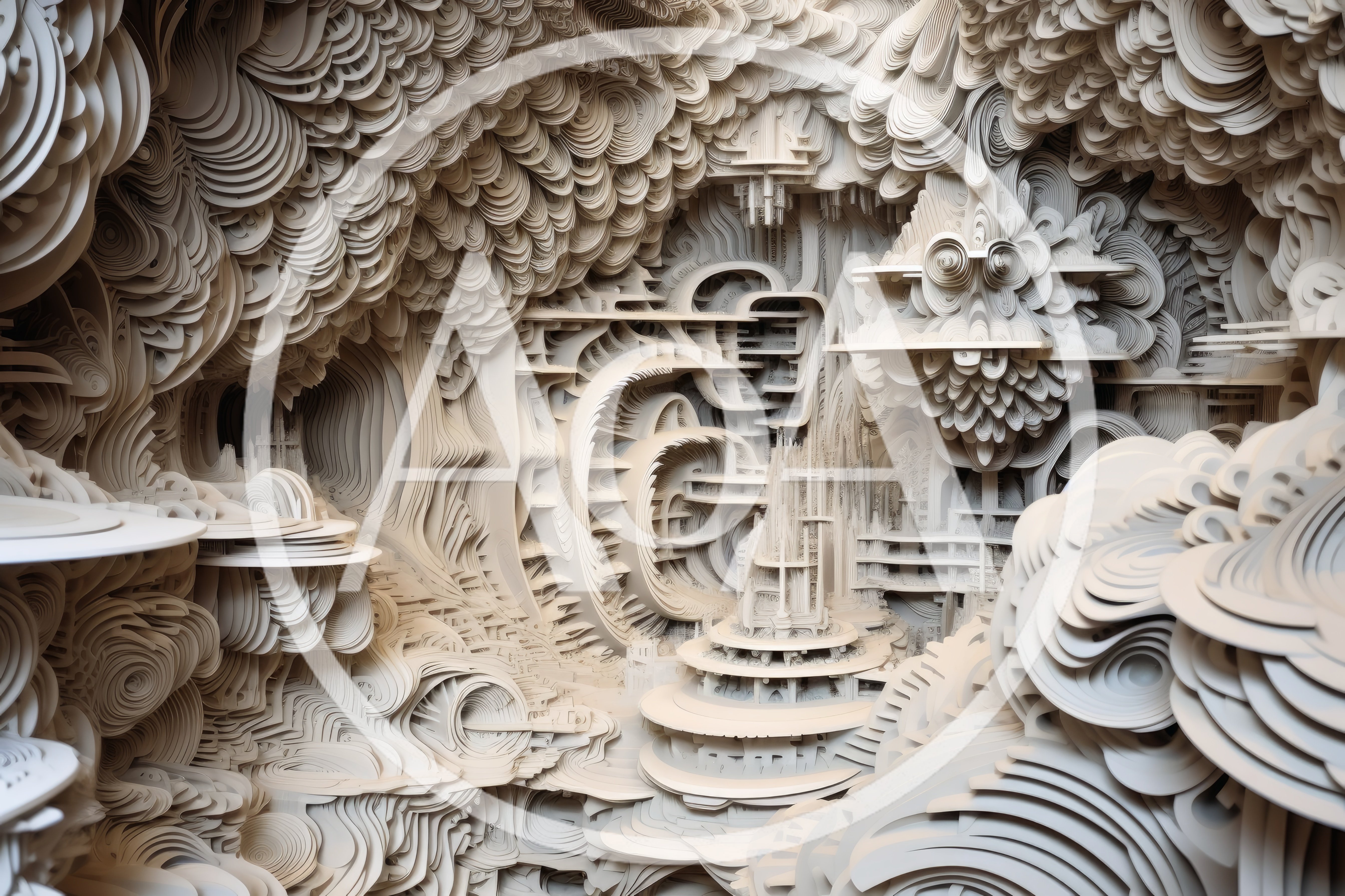 Abstract Architectural Paper Cutout Sculpture