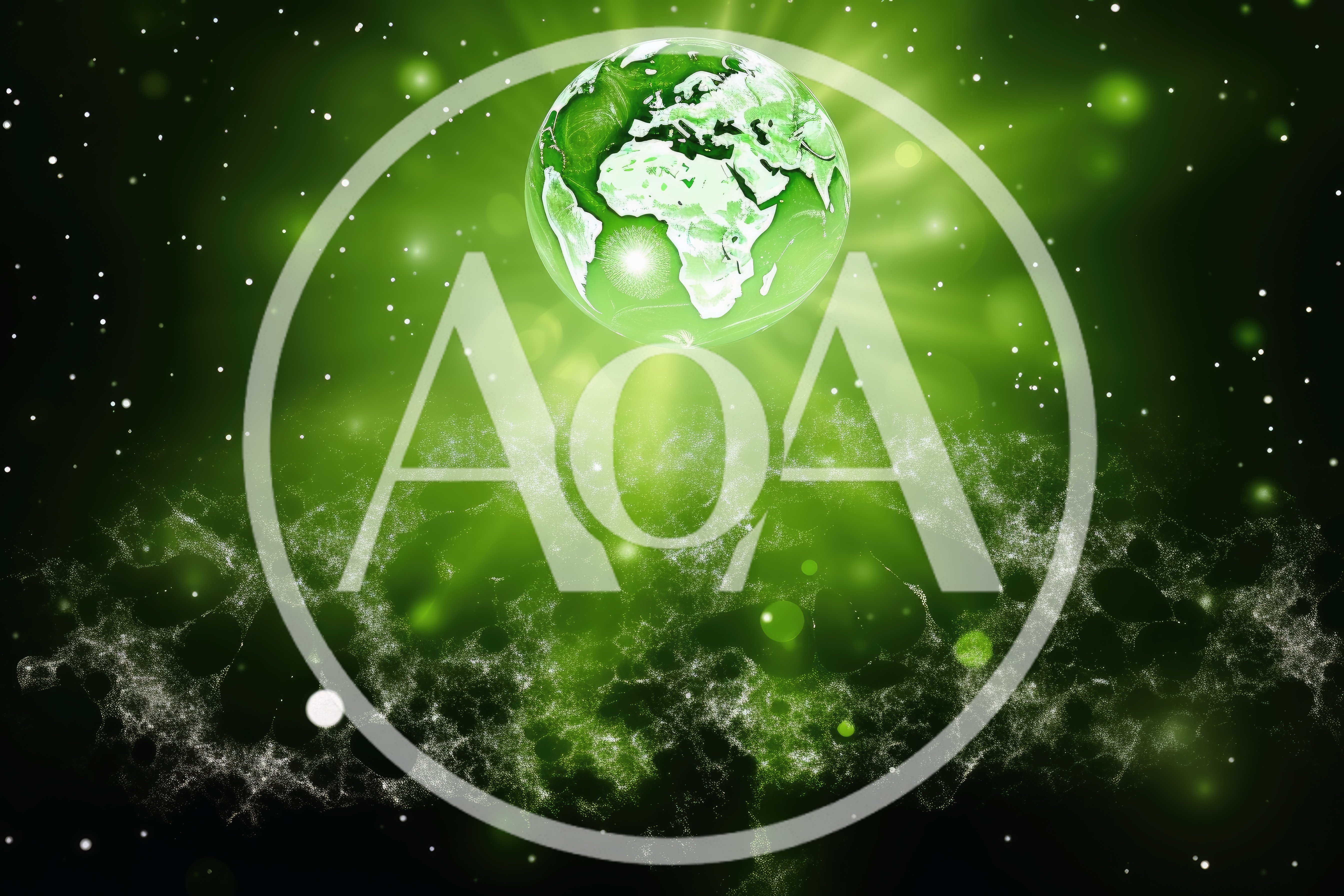 Glowing Green Earth Globe In Abstract Space