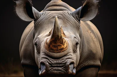 Close Up Portrait Of A Rhinoceros