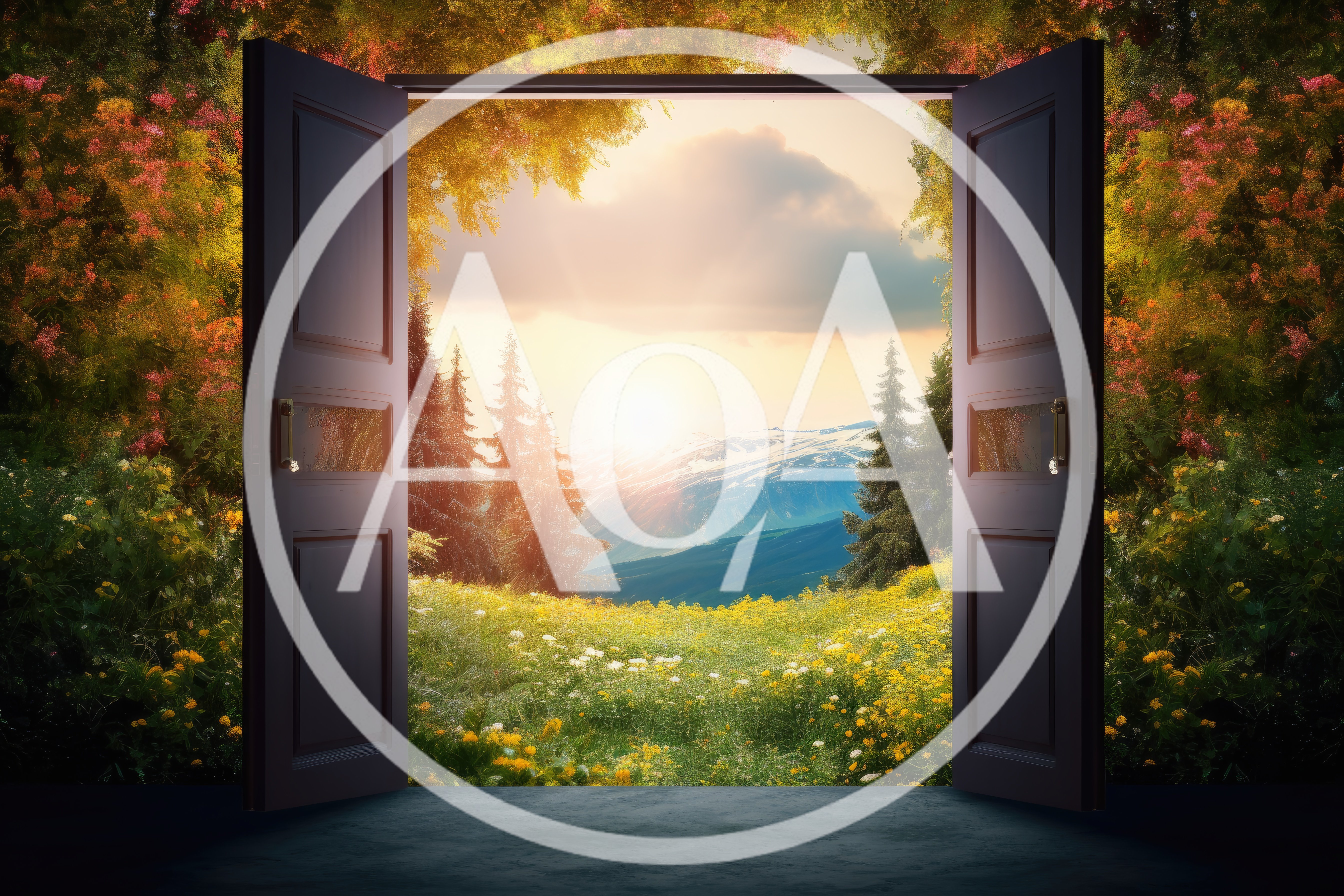 Open Doorway Revealing A Scenic Mountain Landscape
