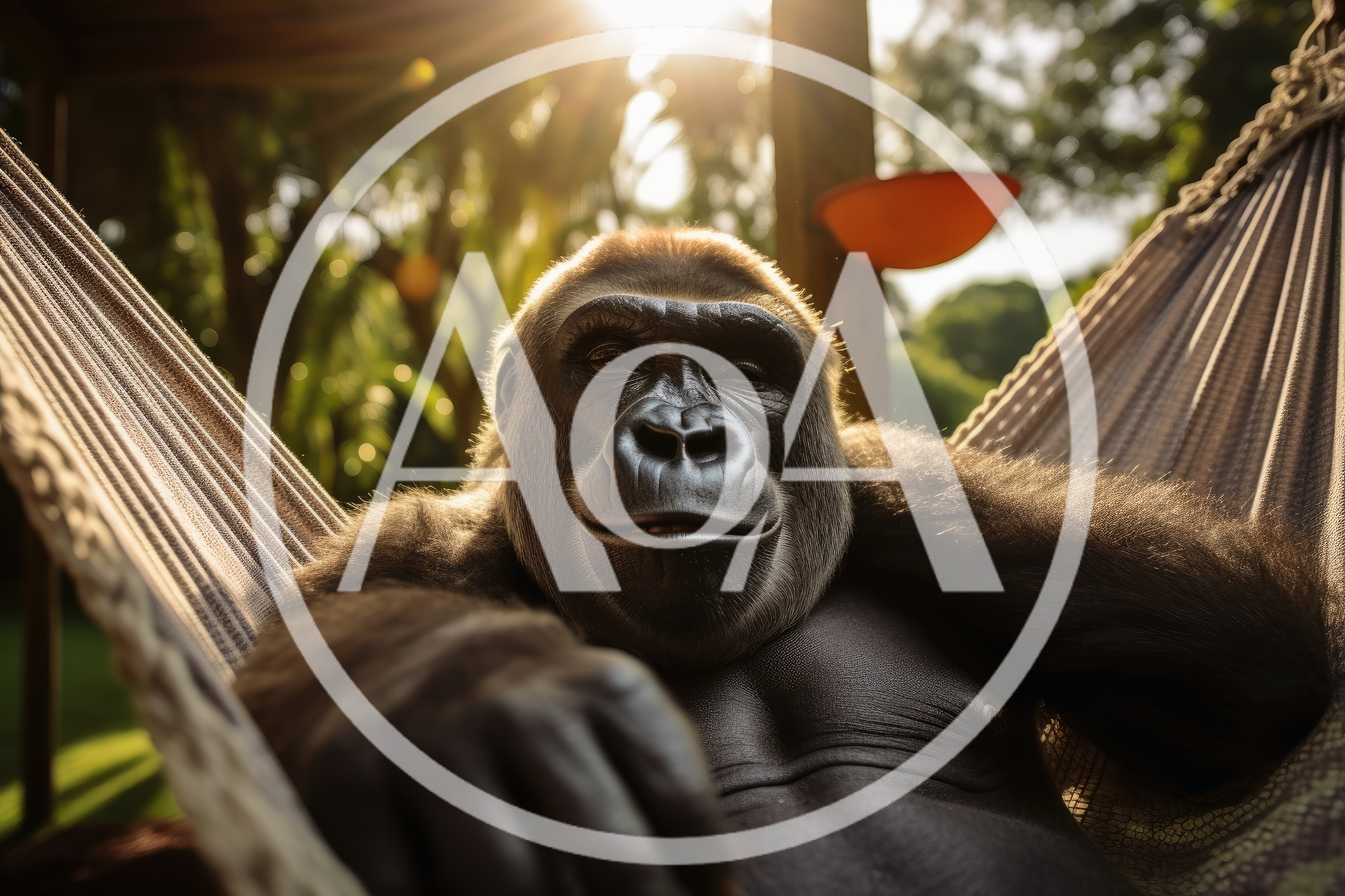 Relaxed Gorilla Resting In A Hammock