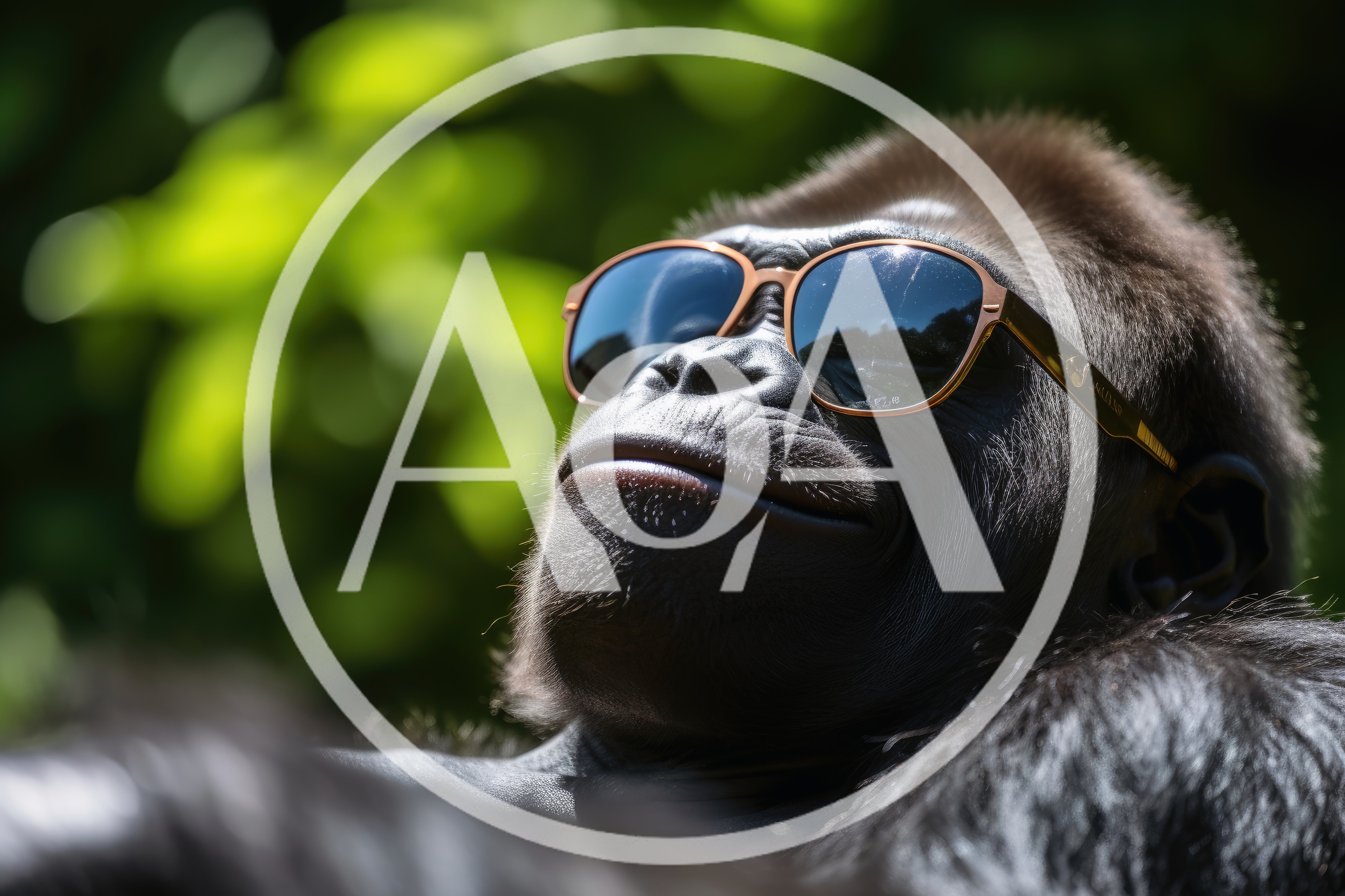 Cool Gorilla Wearing Sunglasses Relaxing Outdoors
