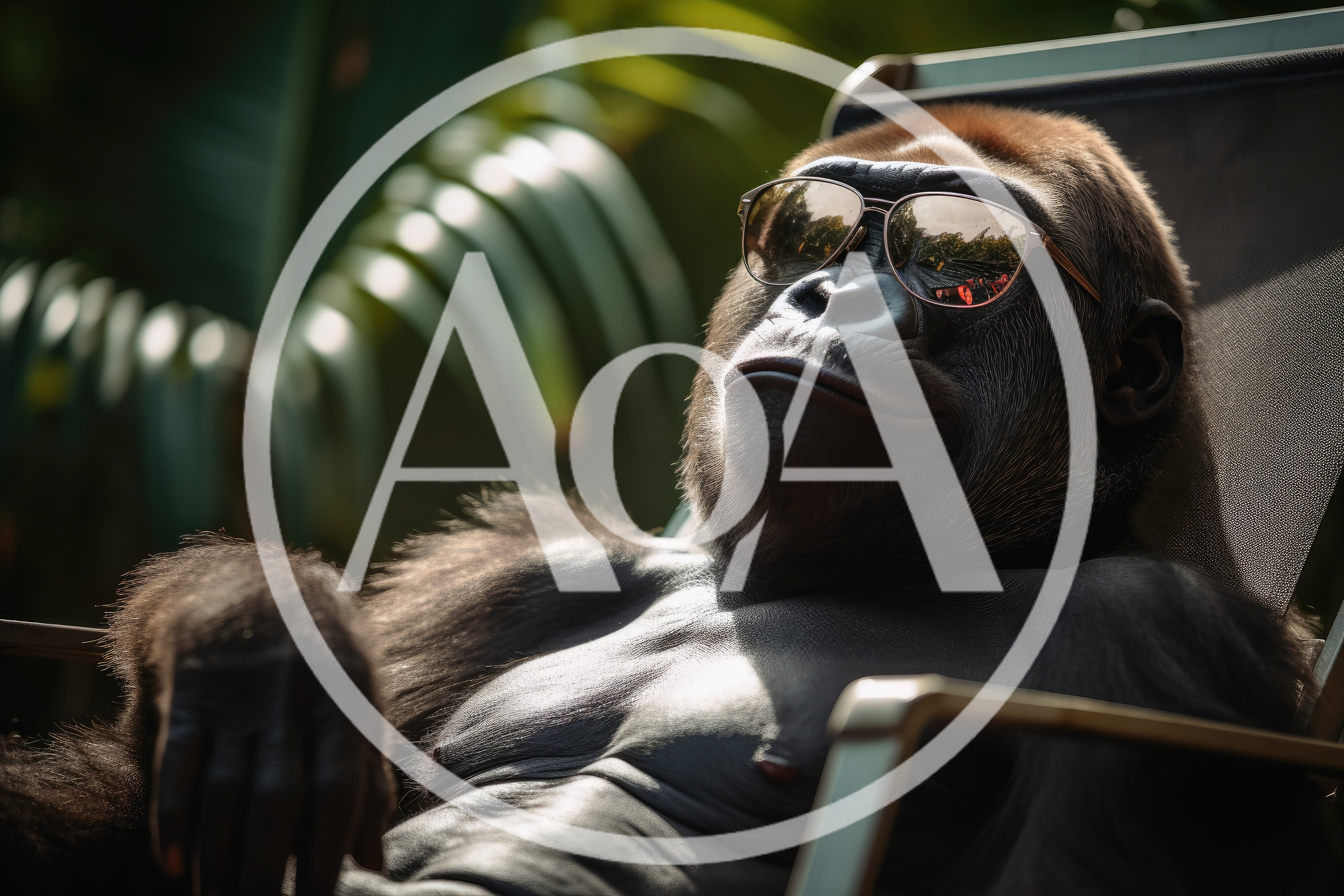 Relaxed Gorilla Wearing Sunglasses Lounging In A Chair