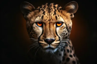 Close Up Portrait Of A Cheetah With Glowing Eyes