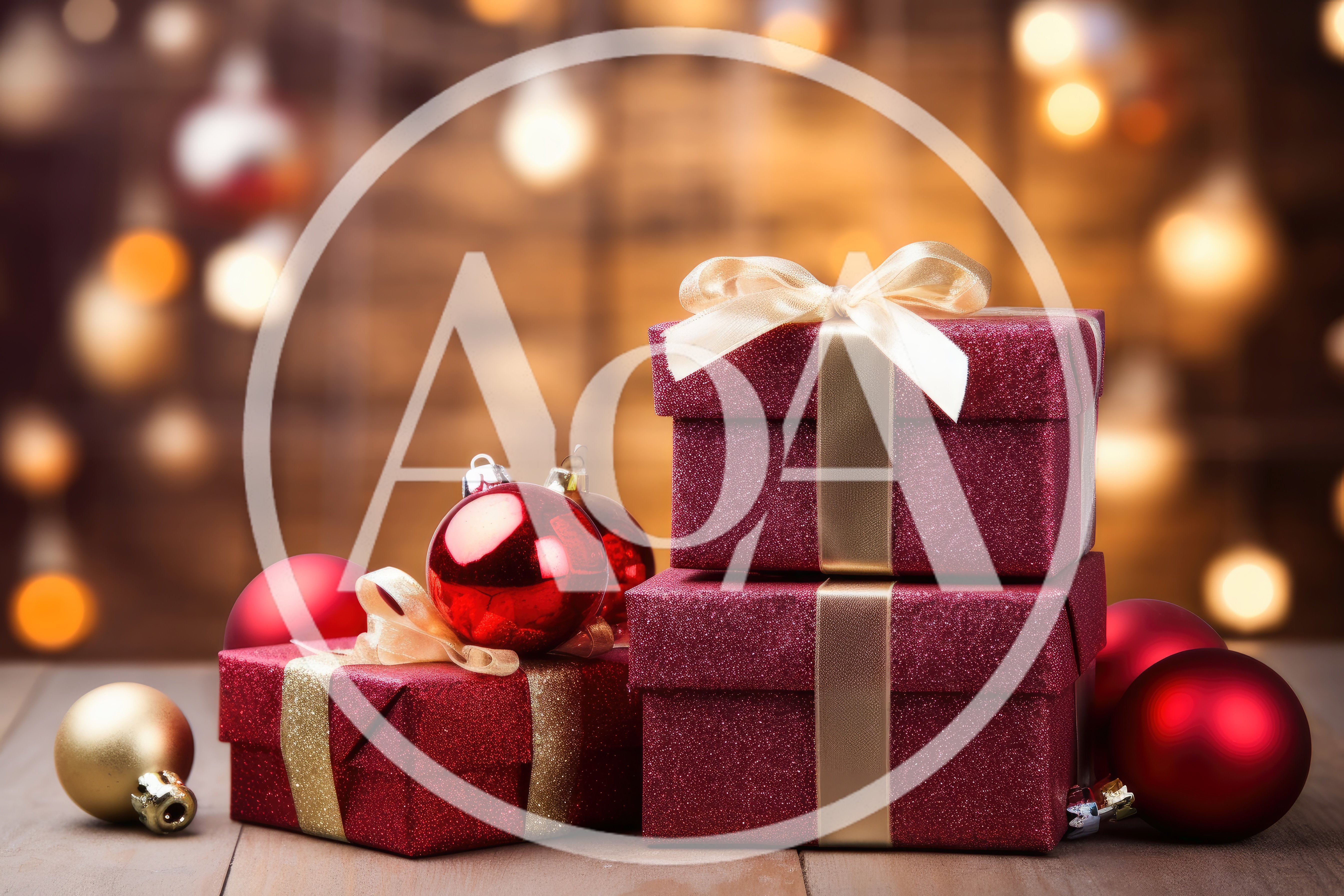 Red Glitter Christmas Gift Boxes With Ornaments