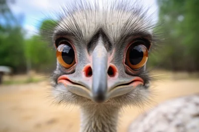 Extreme Close Up Portrait Of An Emu