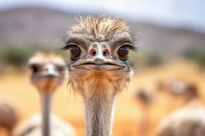 Close Up Portrait Of An Ostrich