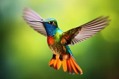 Vibrant Hummingbird Hovering In Mid Air