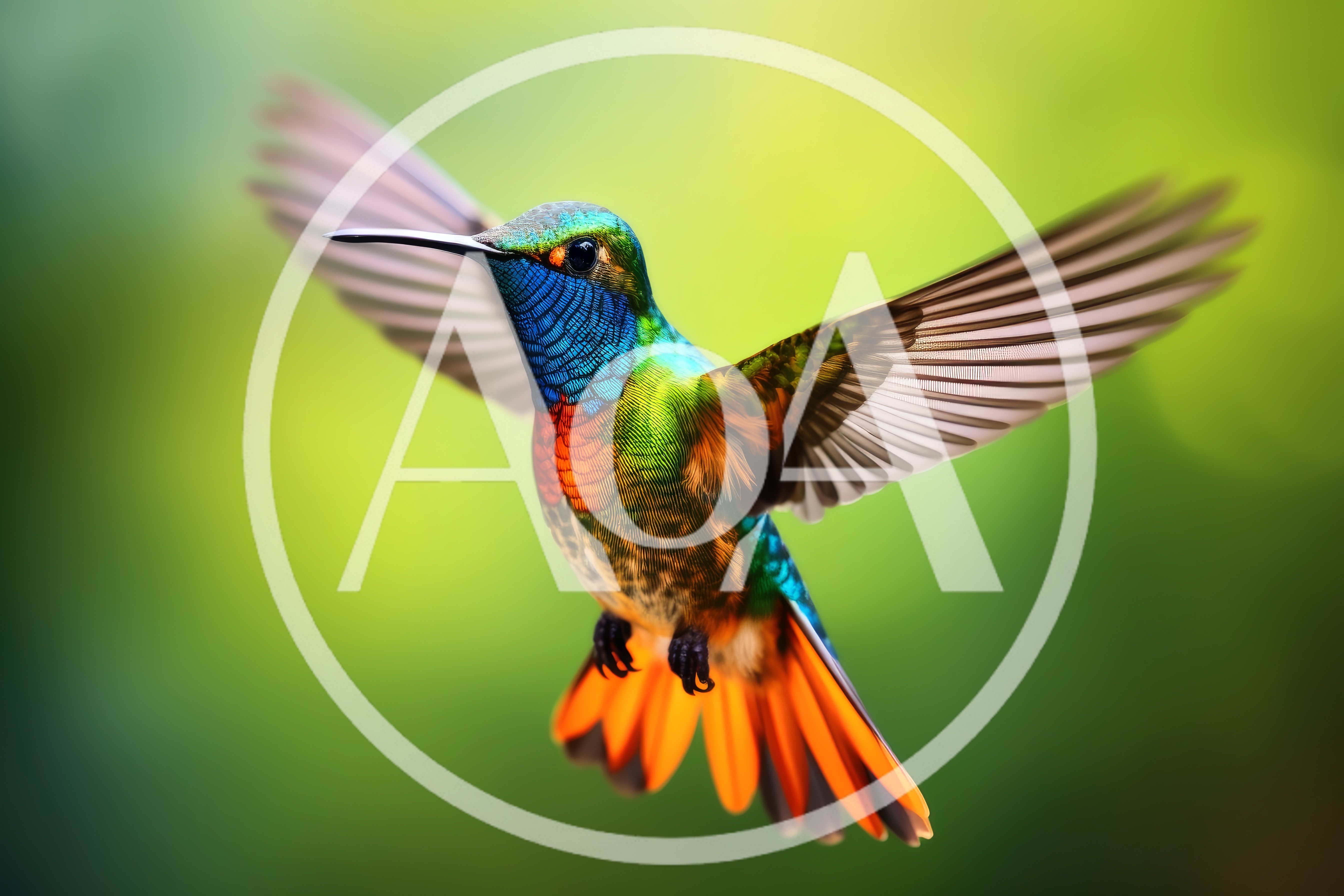 Vibrant Hummingbird Hovering In Mid Air