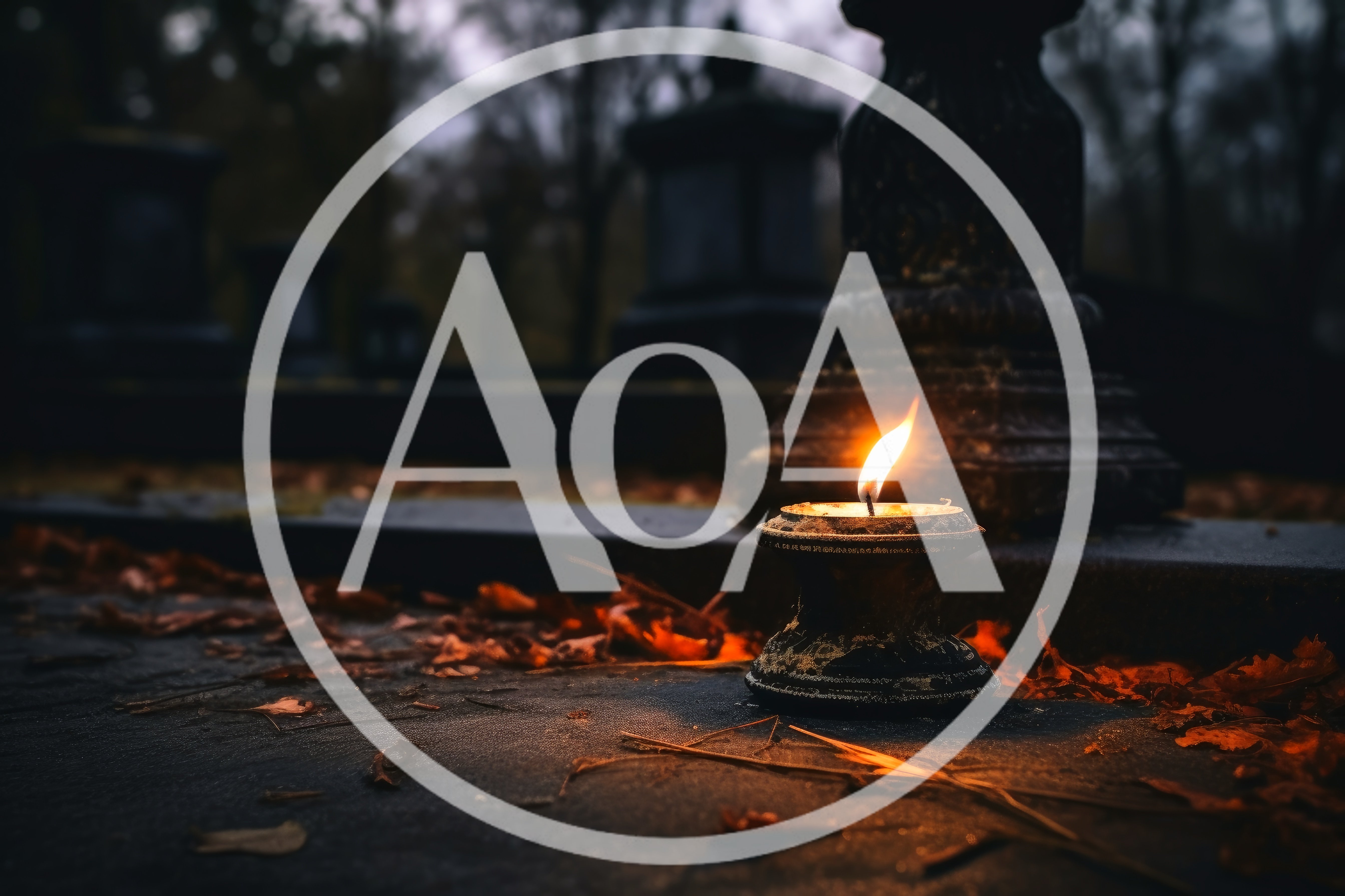 Lit Memorial Candle On A Dark Cemetery Grave