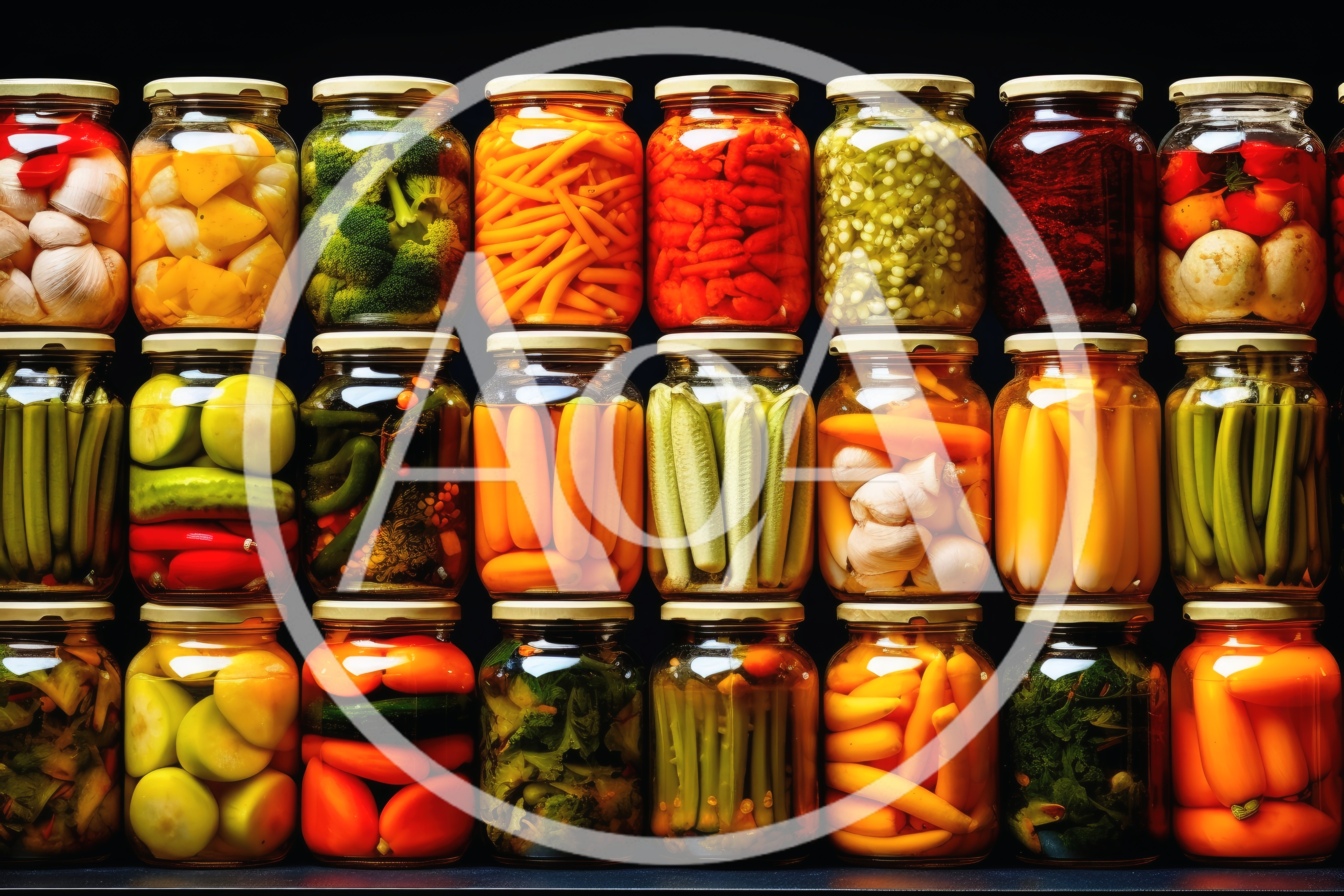 Assorted Glass Jars Filled With Pickled Vegetables
