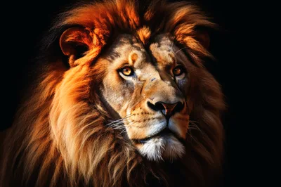 Majestic Male Lion Portrait With Golden Mane
