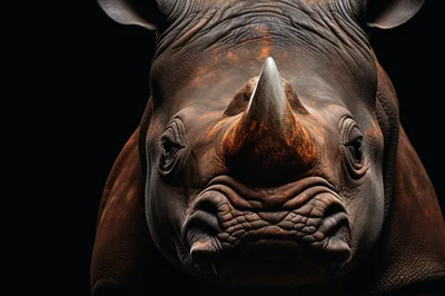 Close Up Portrait Of A Black Rhinoceros