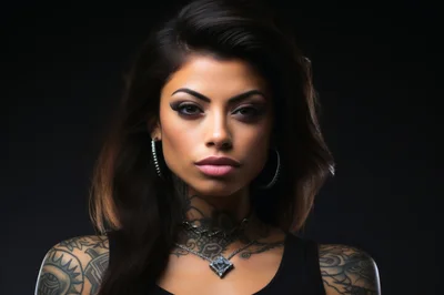 Portrait Of A Beautiful Woman With Tattoos