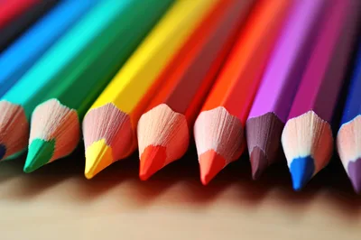 Close Up Of Colorful Sharpened Pencils