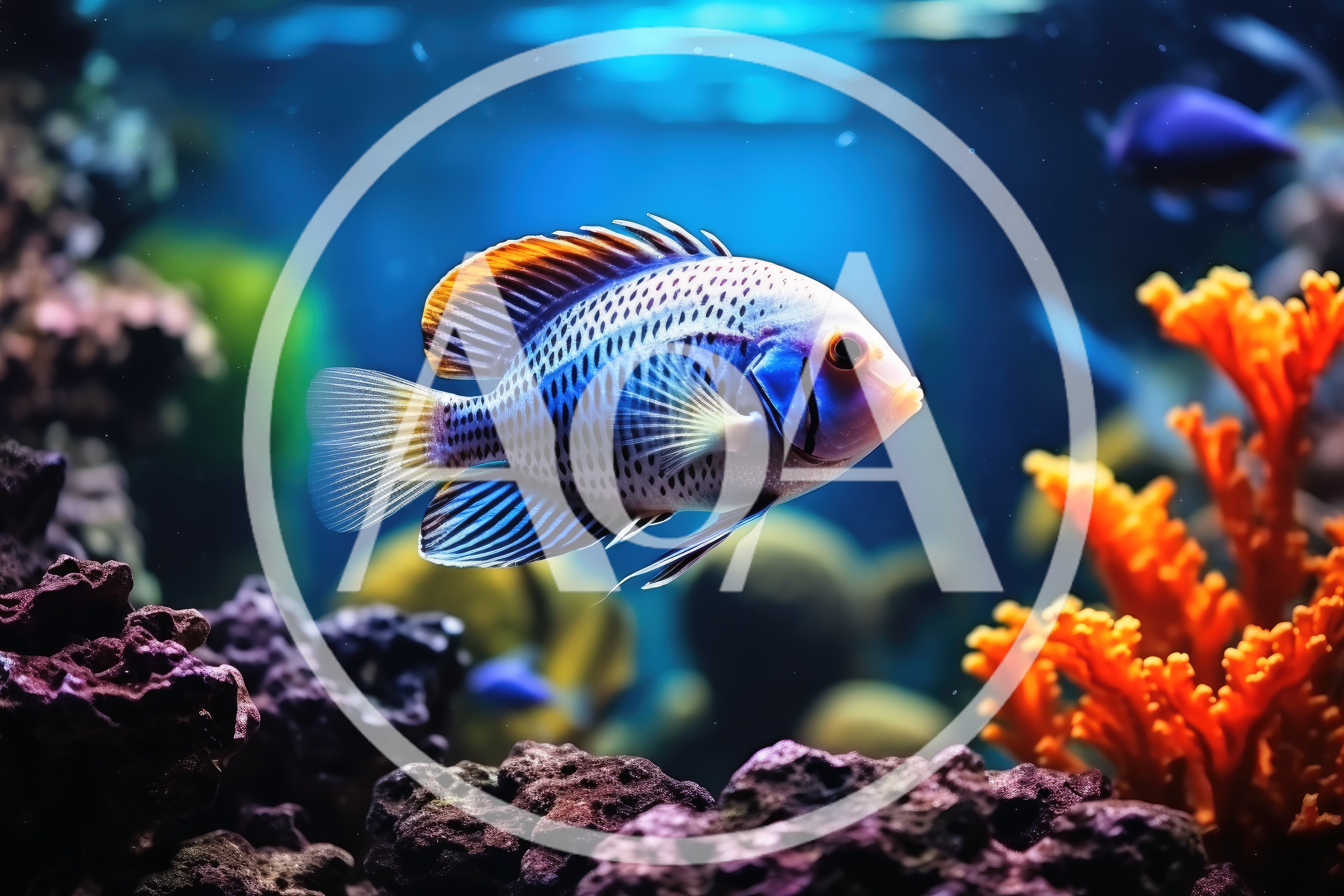 Vibrant Cichlid Fish Swimming In A Tropical Aquarium