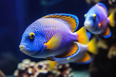 Vibrant Angelfish Swimming In A Tropical Coral Reef