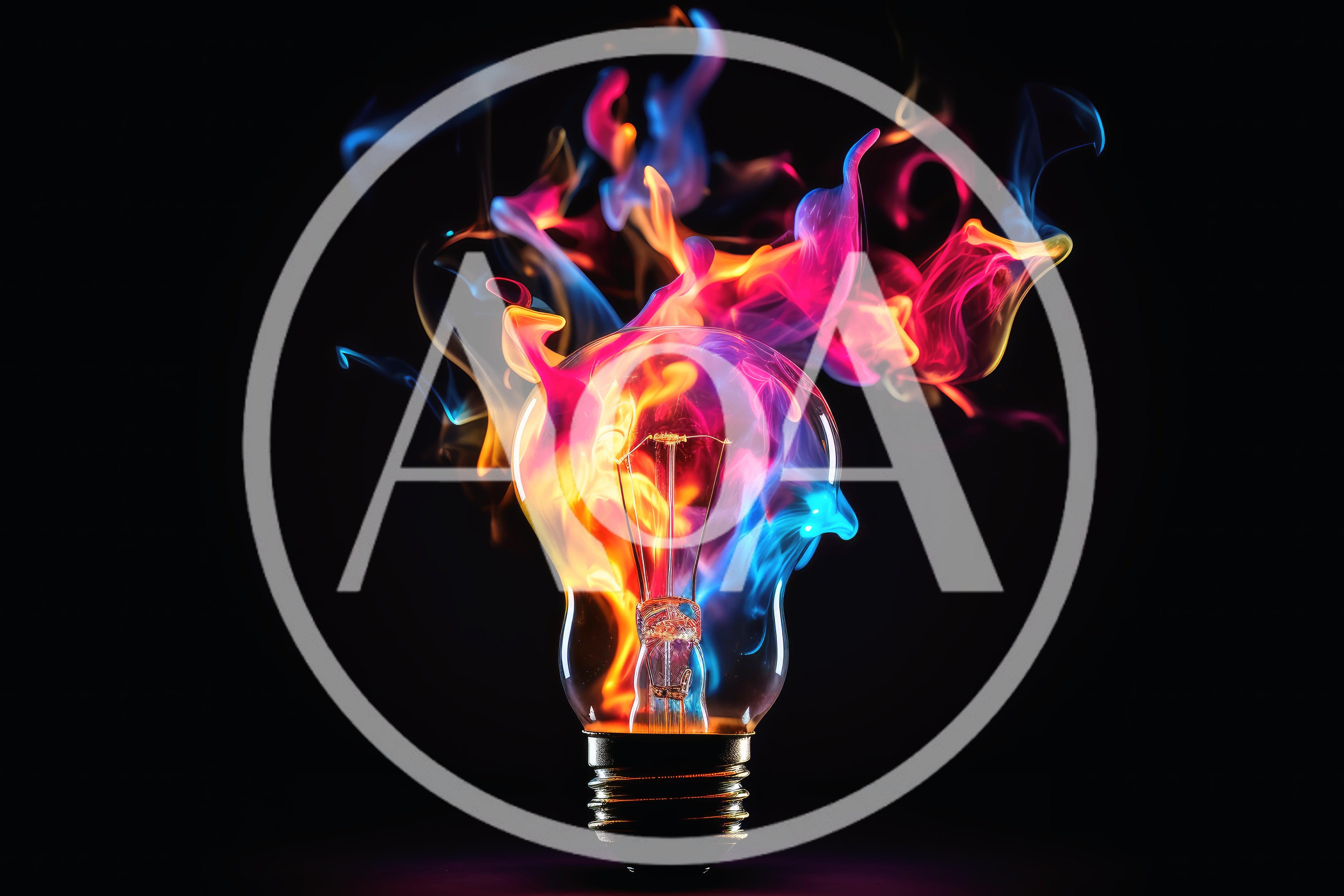 Light Bulb Engulfed In Vibrant Multicolored Flames