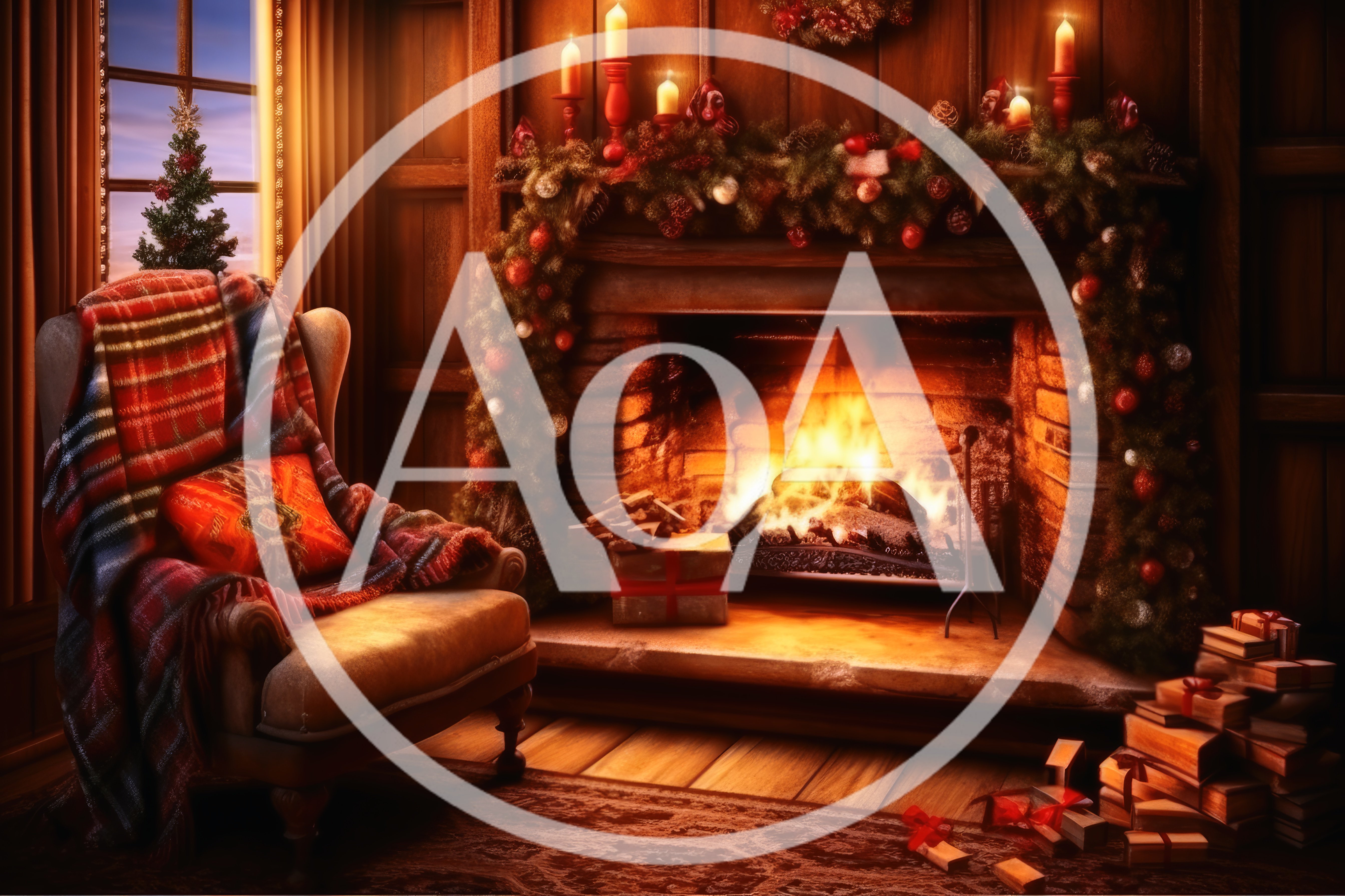 Cozy Christmas Living Room With Fireplace And Gifts