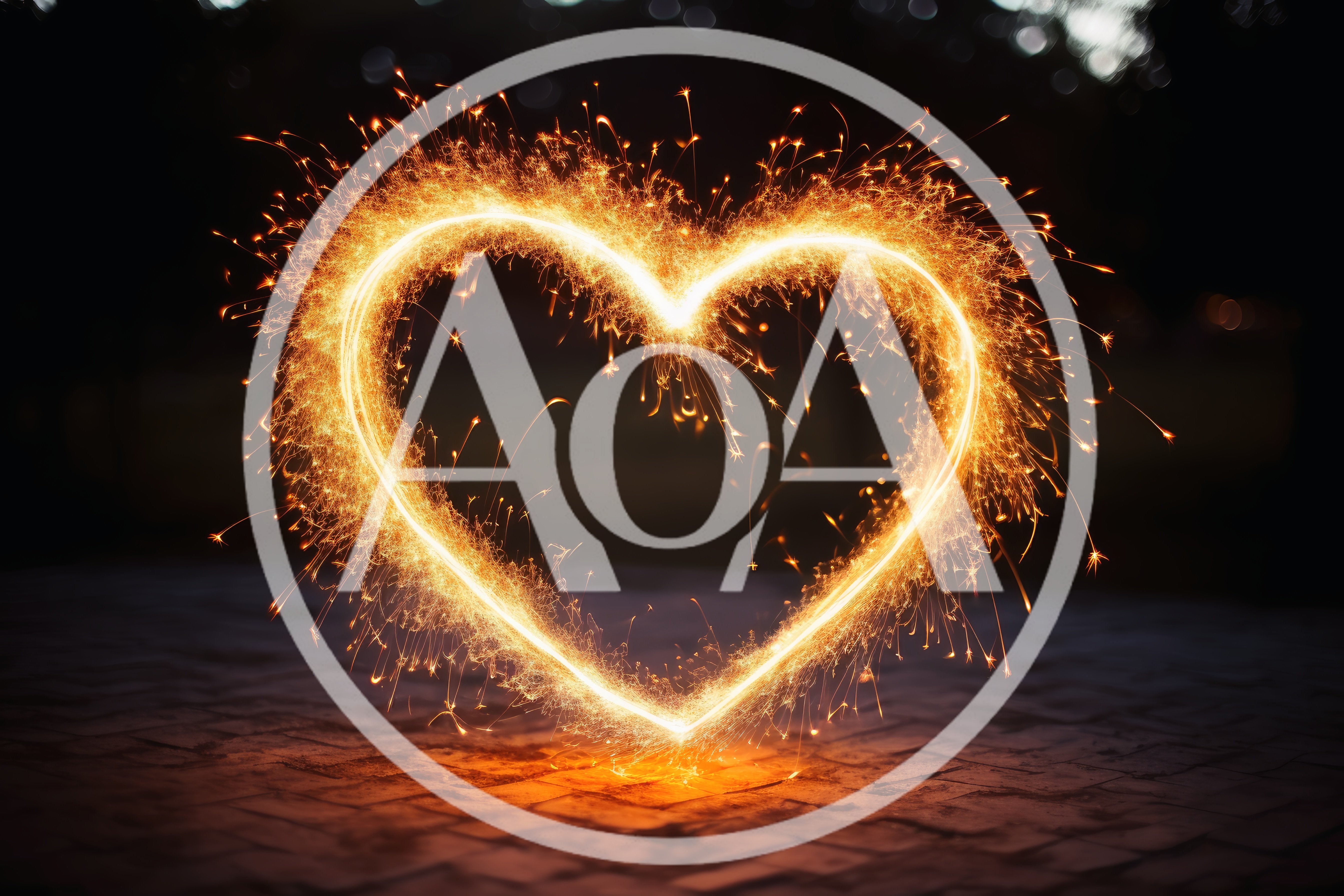 Glowing Sparkler Heart Shape Against Dark Background