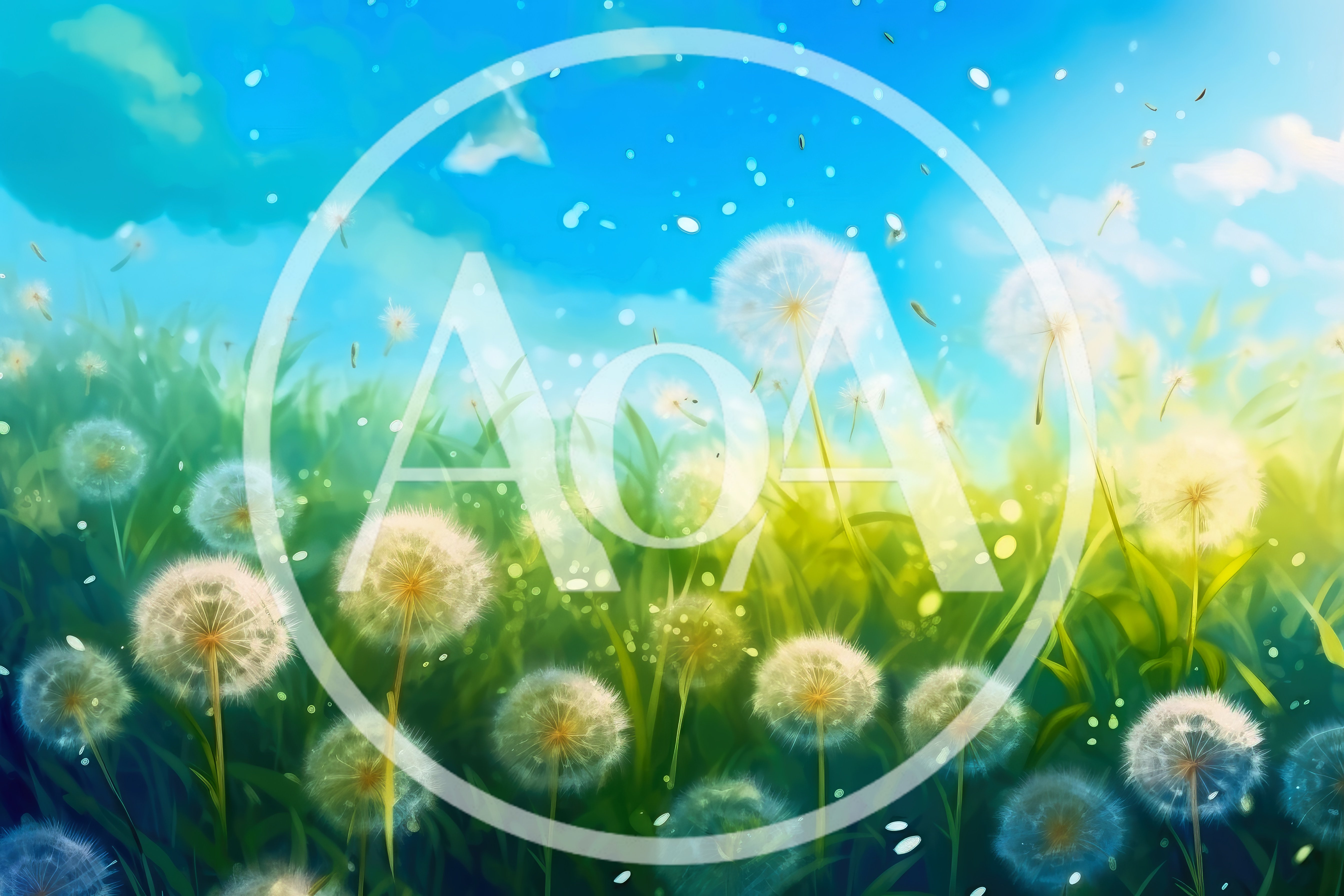 Dandelion Field Under A Bright Sunny Sky