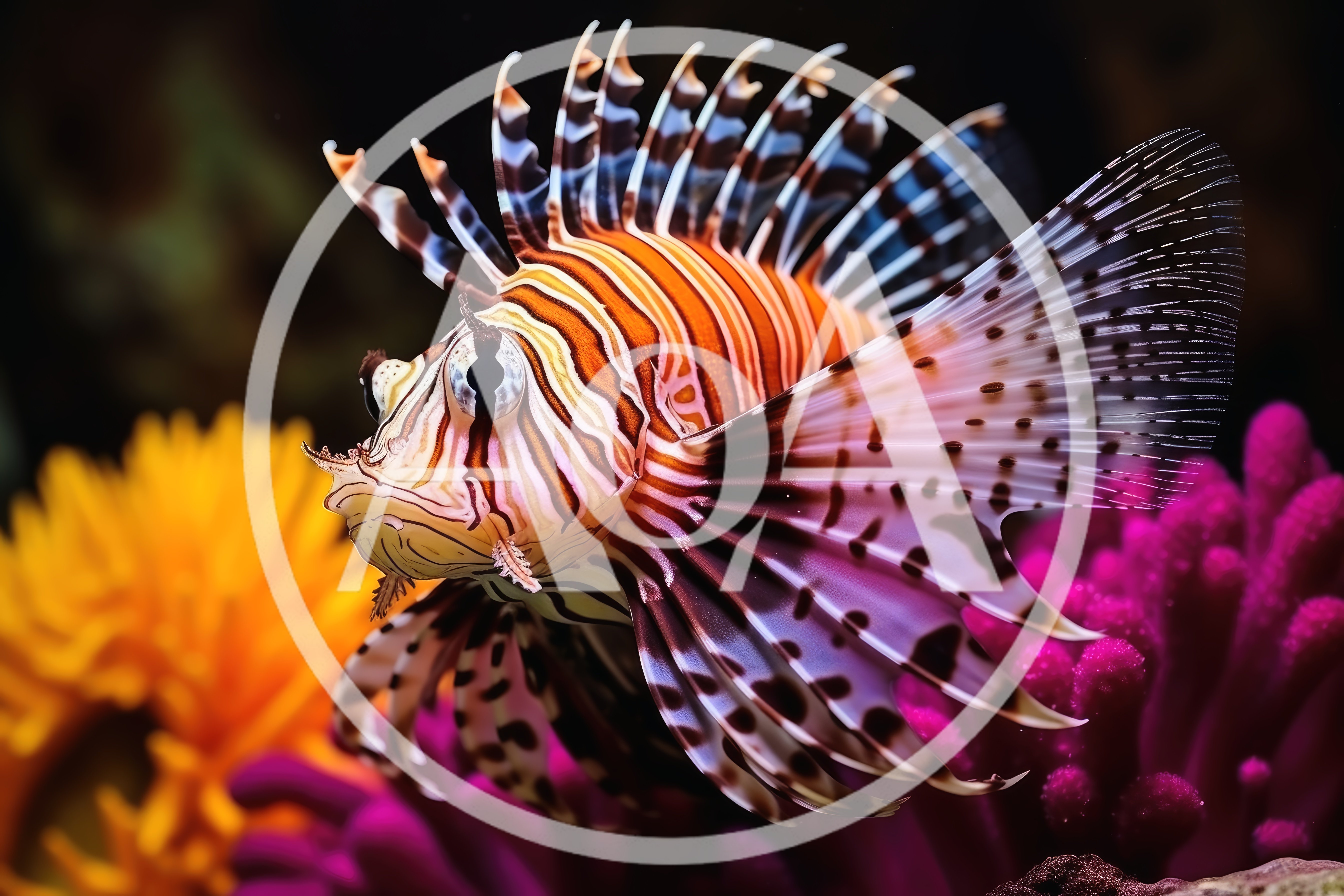 Lionfish Swimming Among Vibrant Coral Reef