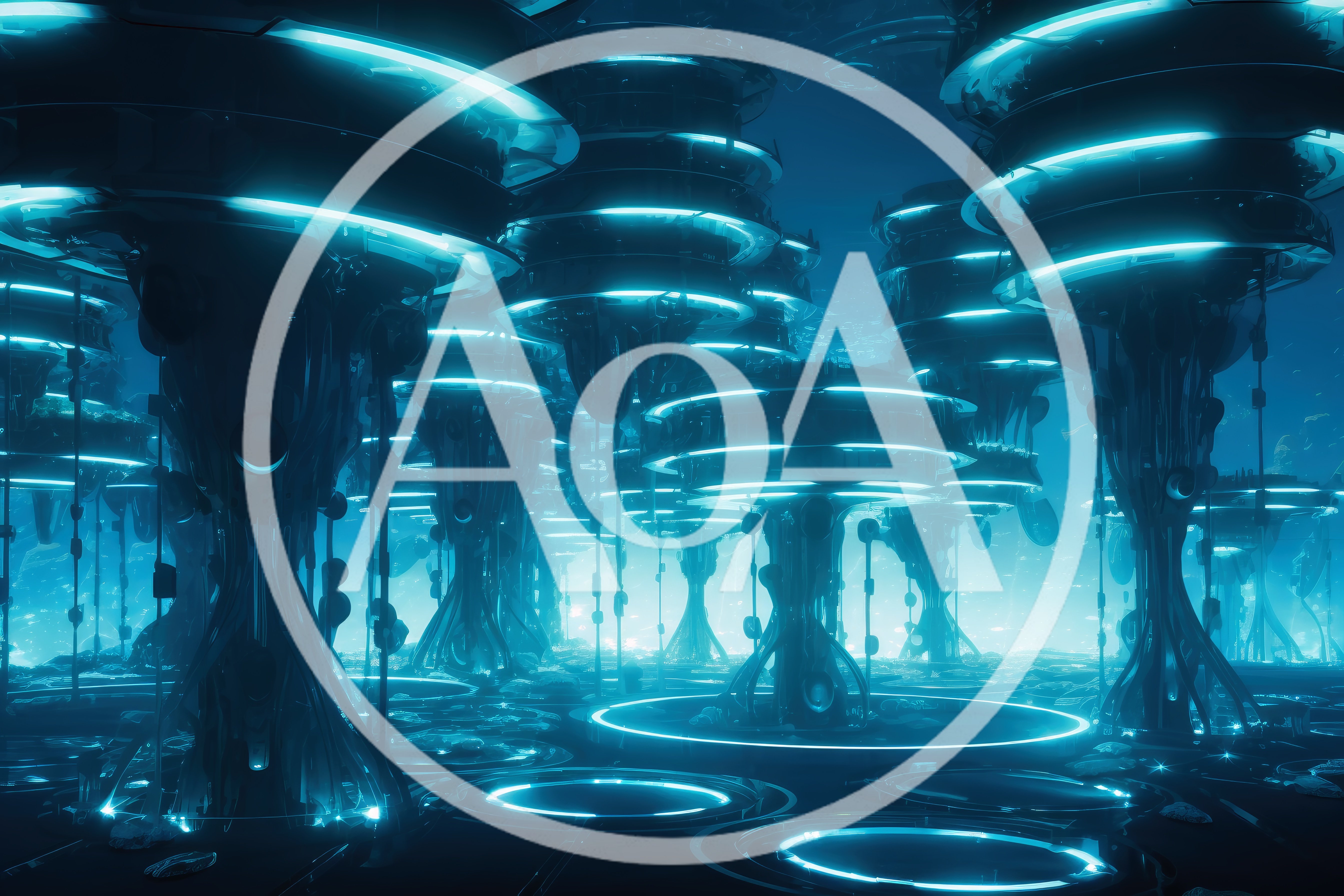 Futuristic Alien Cityscape With Glowing Bioluminescent Structures