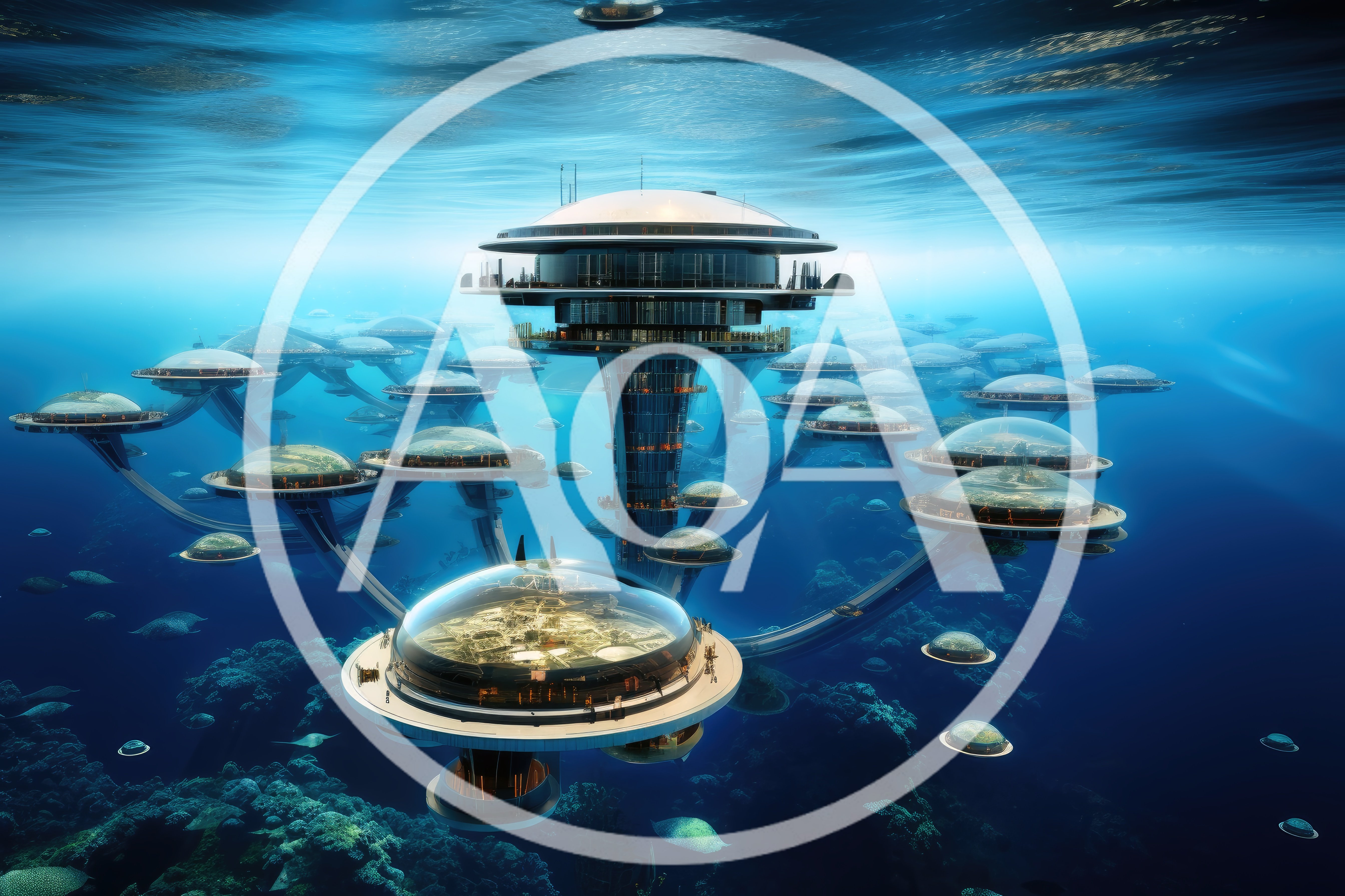 Futuristic Underwater City With Glass Domes