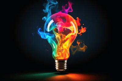 Light Bulb Filled With Colorful Swirling Smoke