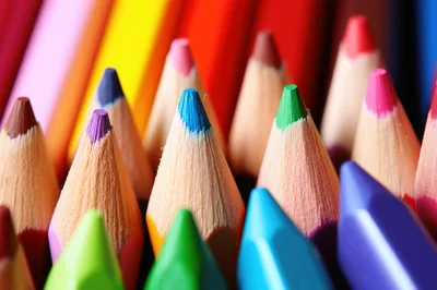 Macro Shot Of Colorful Sharpened Pencils