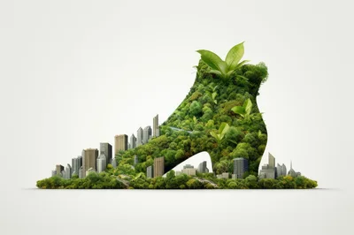 Surreal High Heel Shoe Shaped City And Forest Landscape