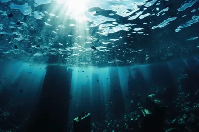 Sunken City Skyscrapers Under The Ocean Surface